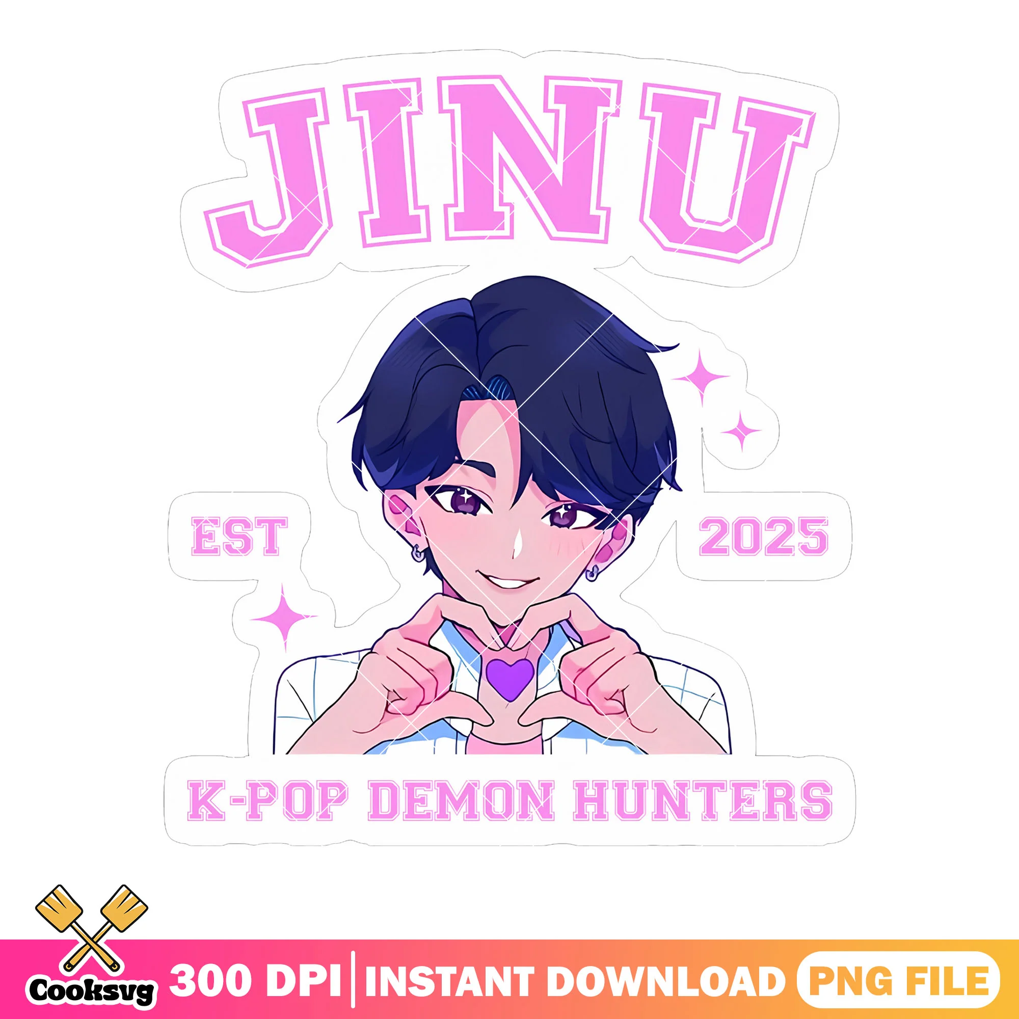 Sticker jinu kpop png, logo sticker jinu png, kpop sticker anime png