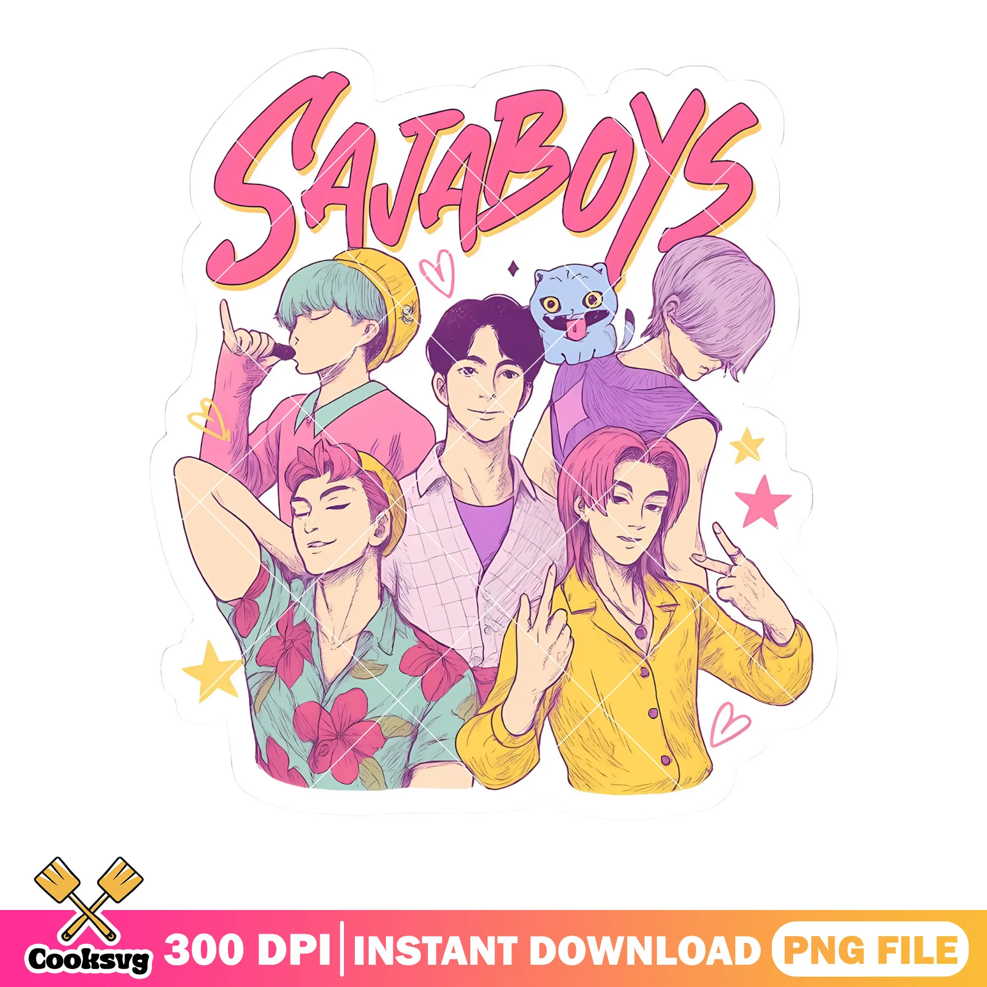 Sticker saja boys png, anime sticker boys png, saja kpop png