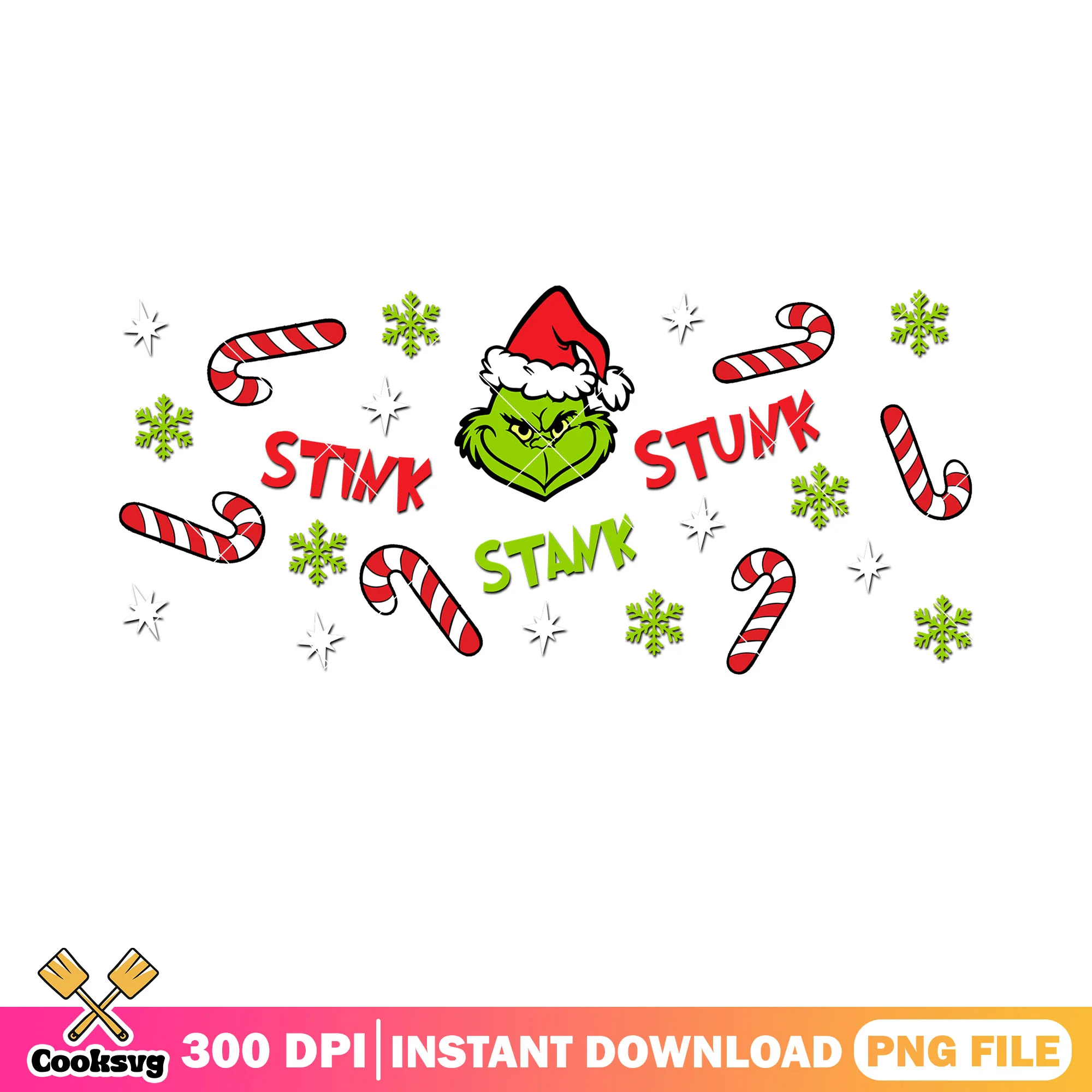 Stink stank stunk grinchmas png, snowflake png, merry christmas png