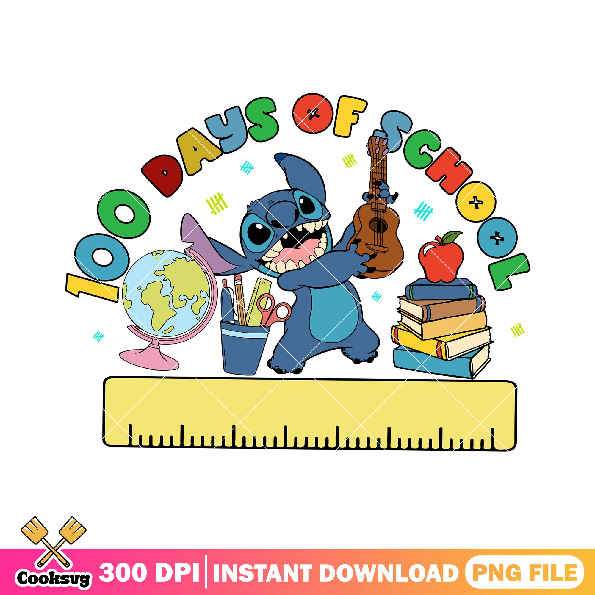 Stitch 100 days of school png, stitch cute png, back to school art png