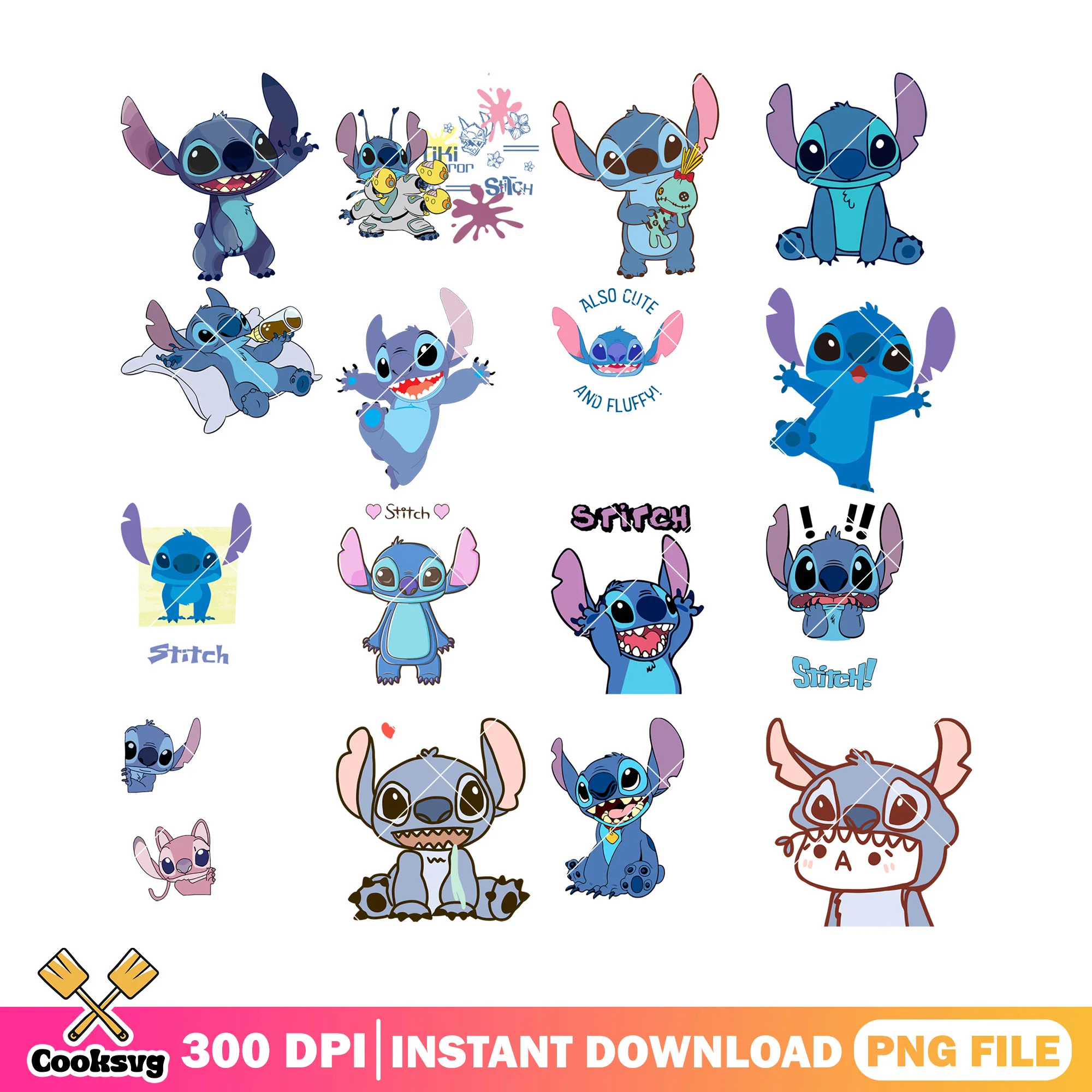 Stitch also cute png bundle, cute stitch png, disney stitch png