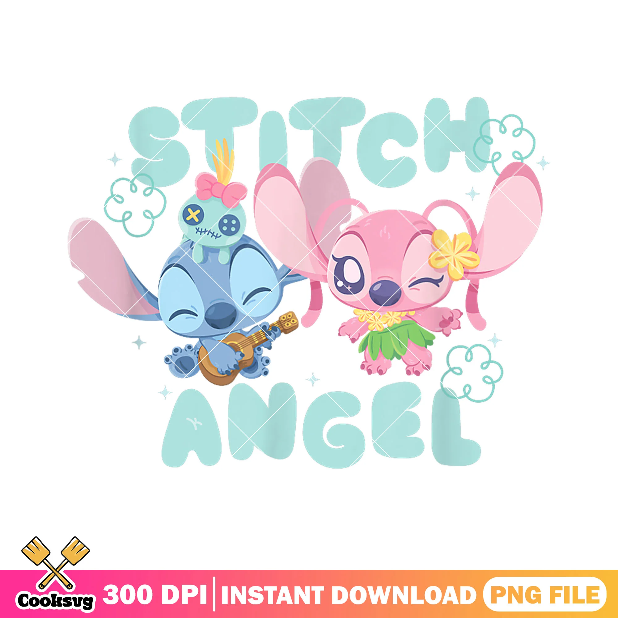 Stitch and angel cute chibi png, baby stitch png, cute stitch png