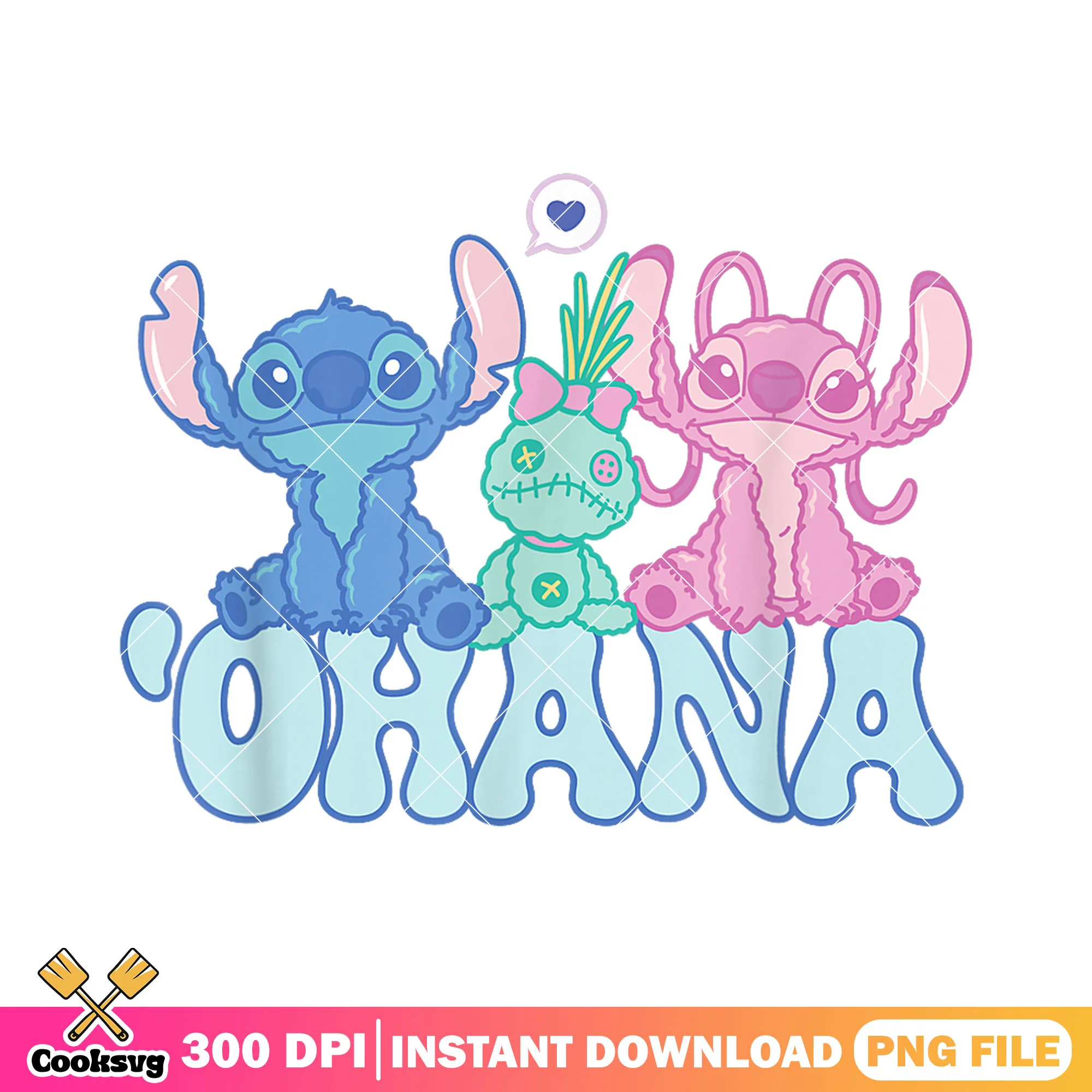 Stitch and angel ohana png, love ohana png, stitch and lilo png
