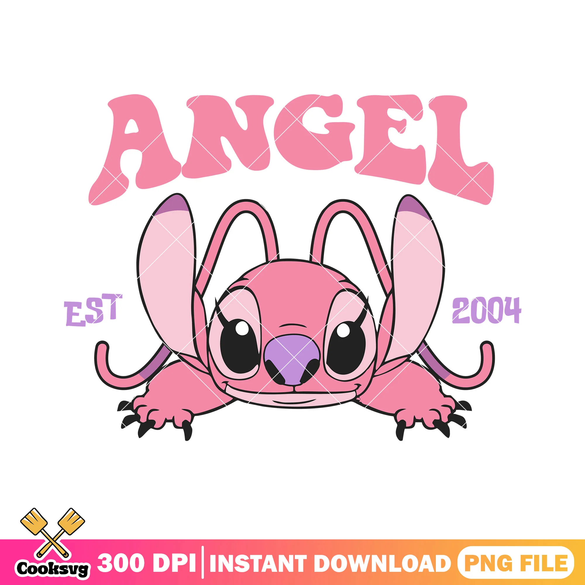 Stitch angel est 2004 png, angel and stitch png, pink stitch png