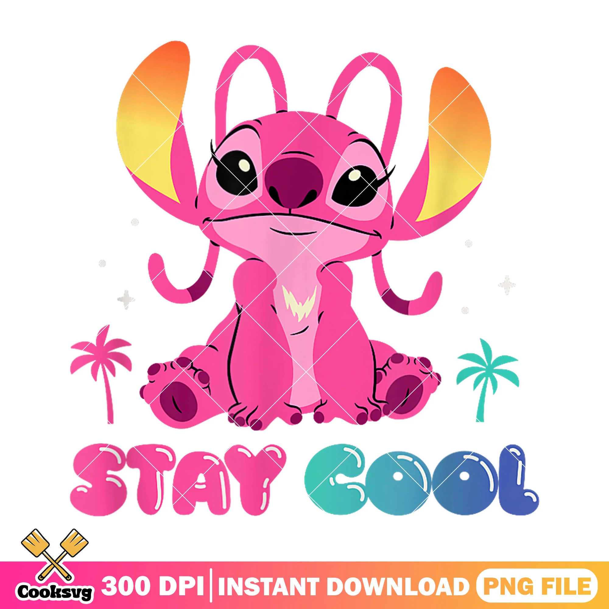 Stitch angel stay cool png, disney pink angel png, angel in stitch png