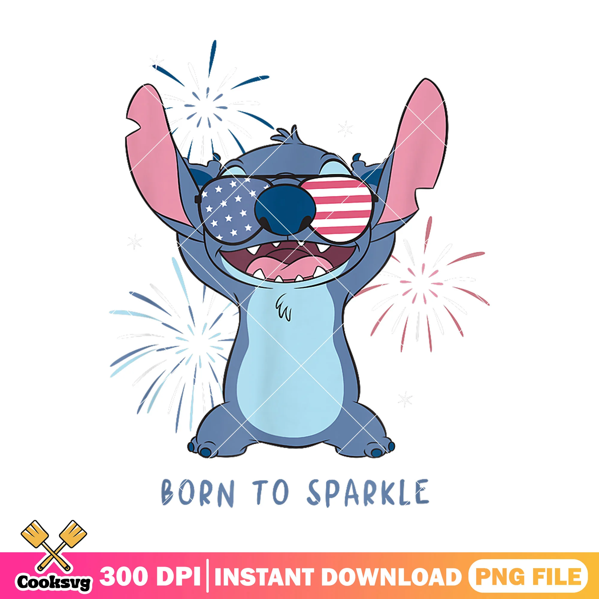Stitch born to sparkle png, stitch america png, disney stitch png