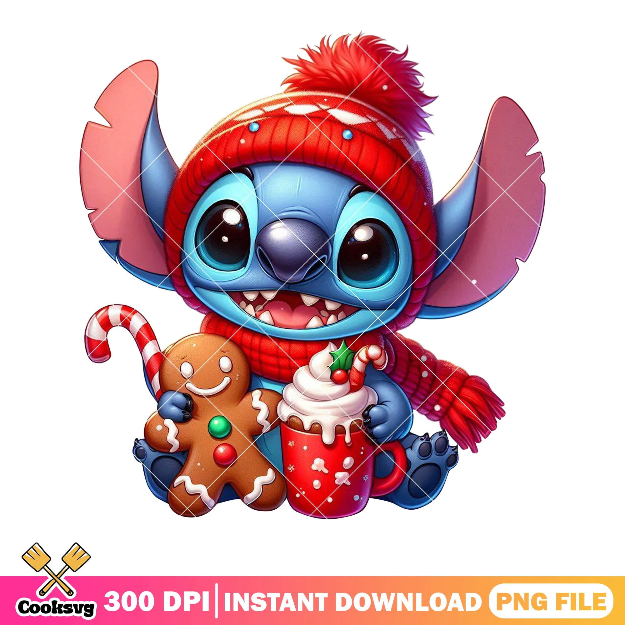 Stitch christmas wallpaper png, lilo and stitch png, card stitch png