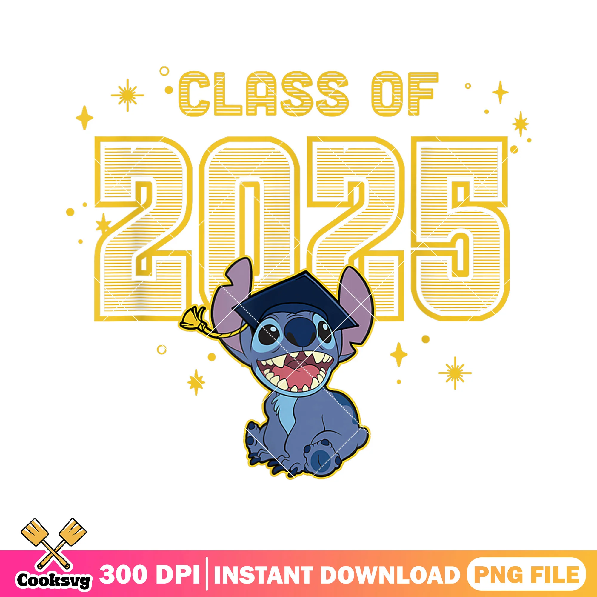 Stitch class of 2025 png, stitch graduate png, graduation day png
