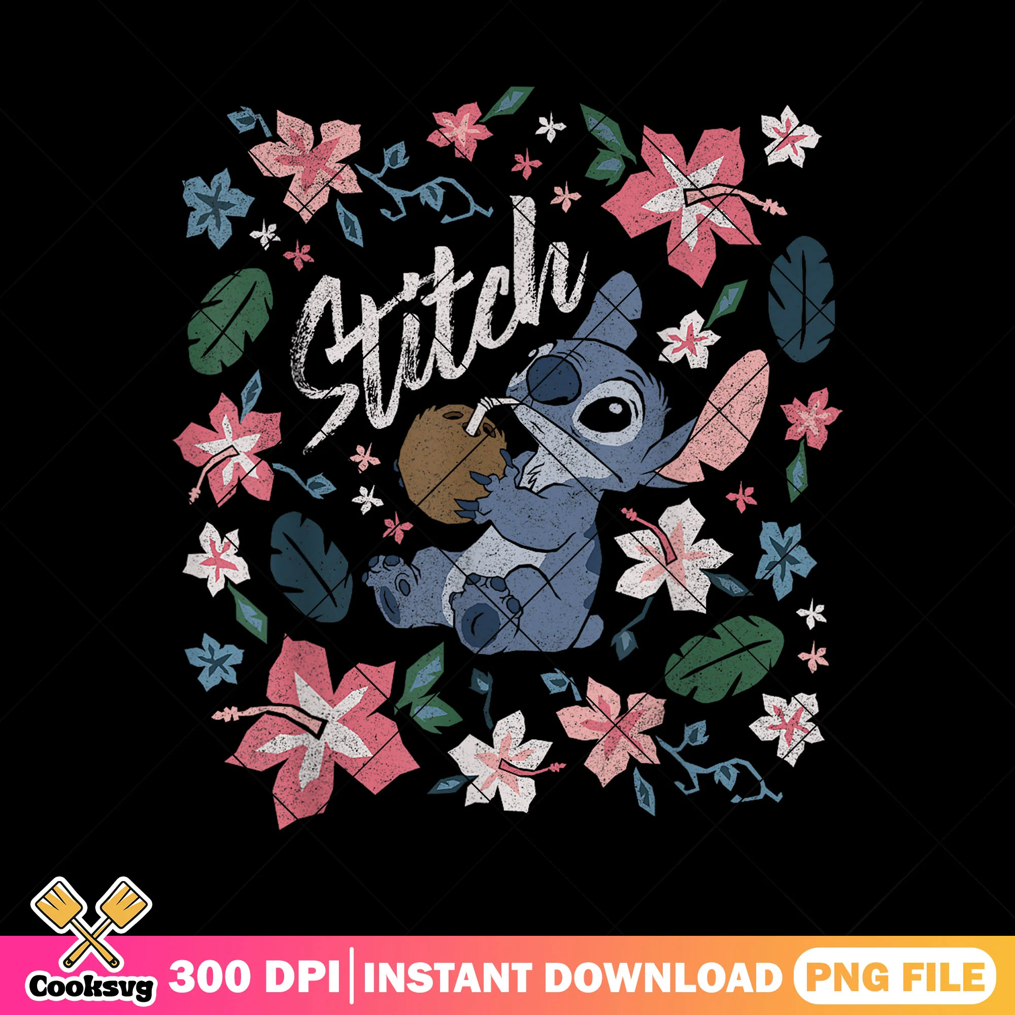 Stitch coconut hawaii png, stitch hawaii png, coconut stitch png