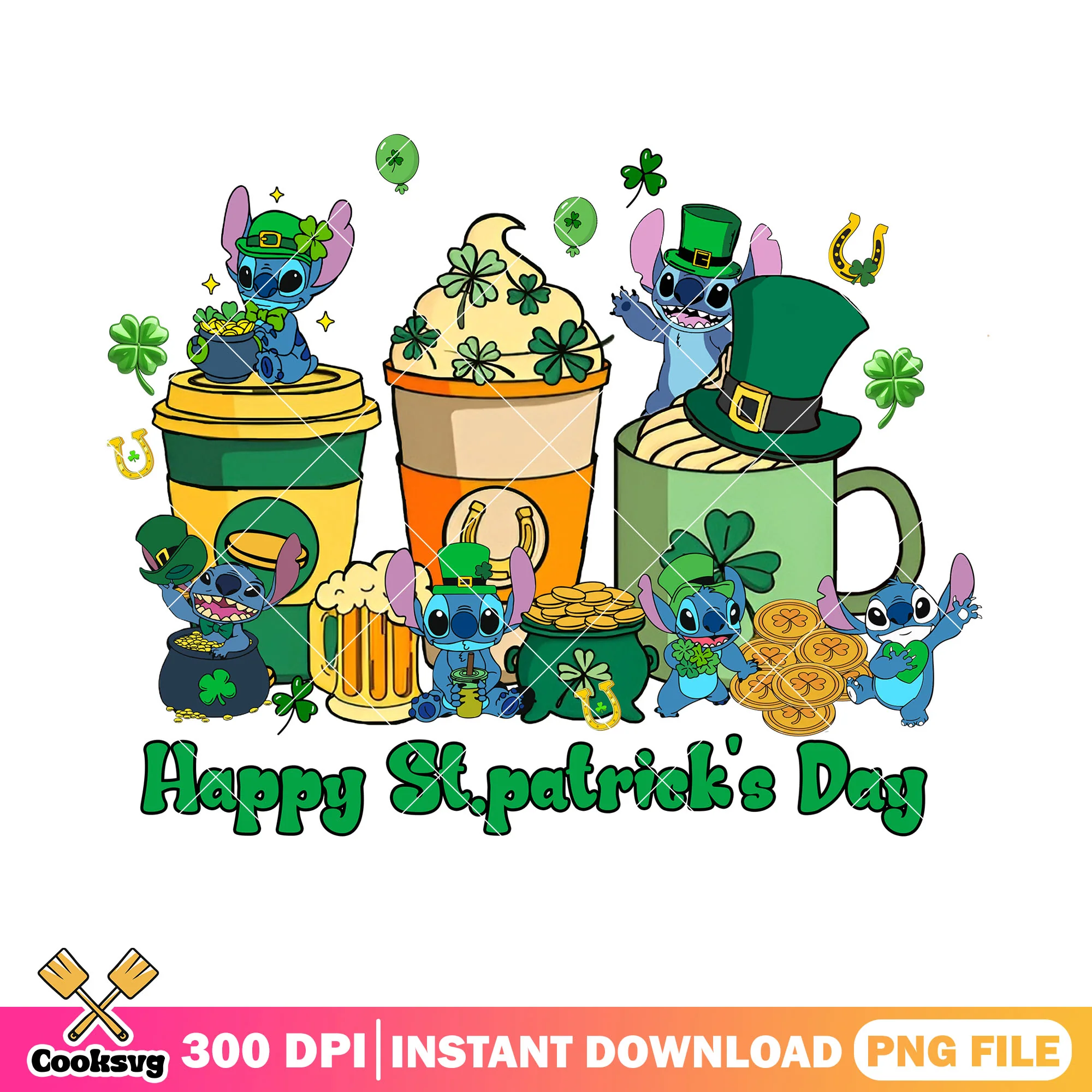 Stitch coffee mug patrick day png, disney coffee mugs png