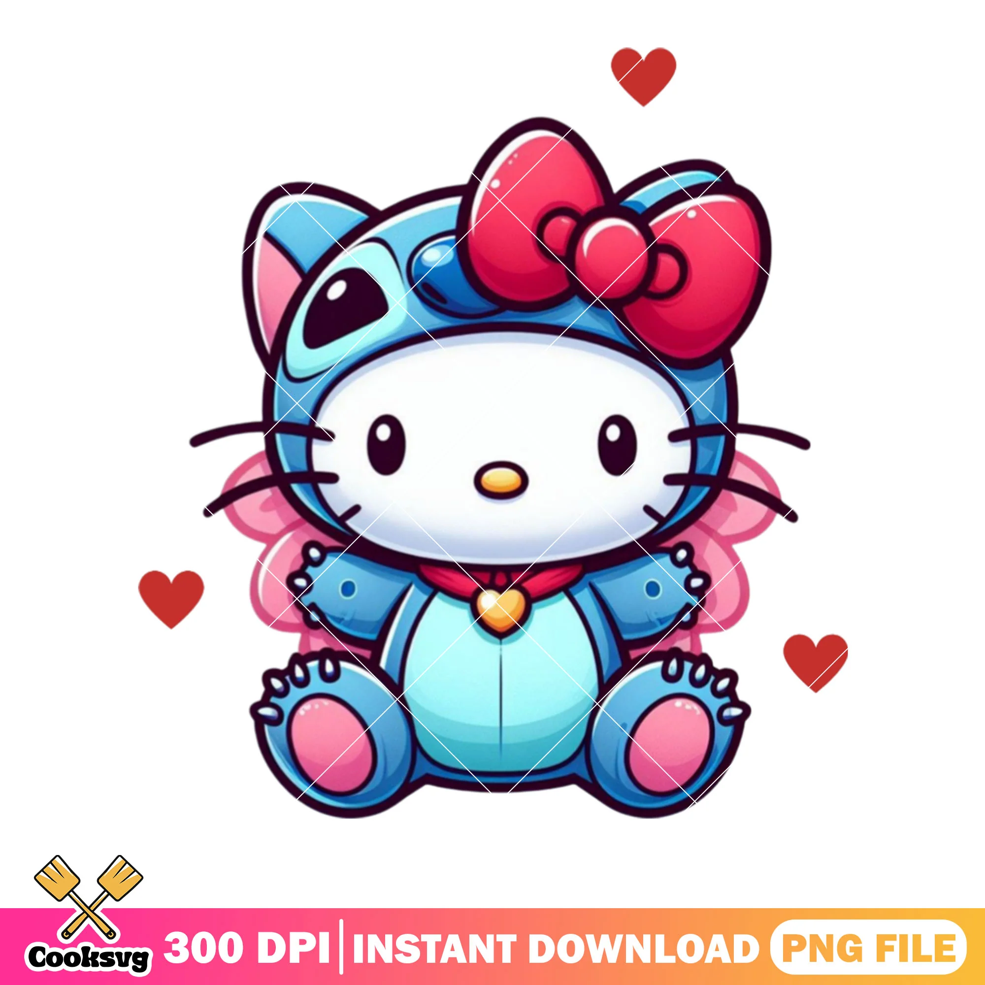 Stitch costume hello kitty png, happy valentine day png, hello kitty png