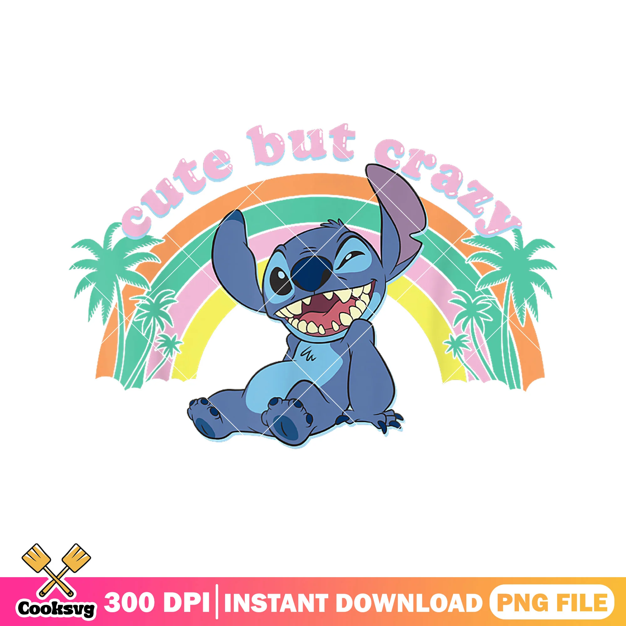 Stitch cute but crazy png, cute stitch png, rainbow stitch png