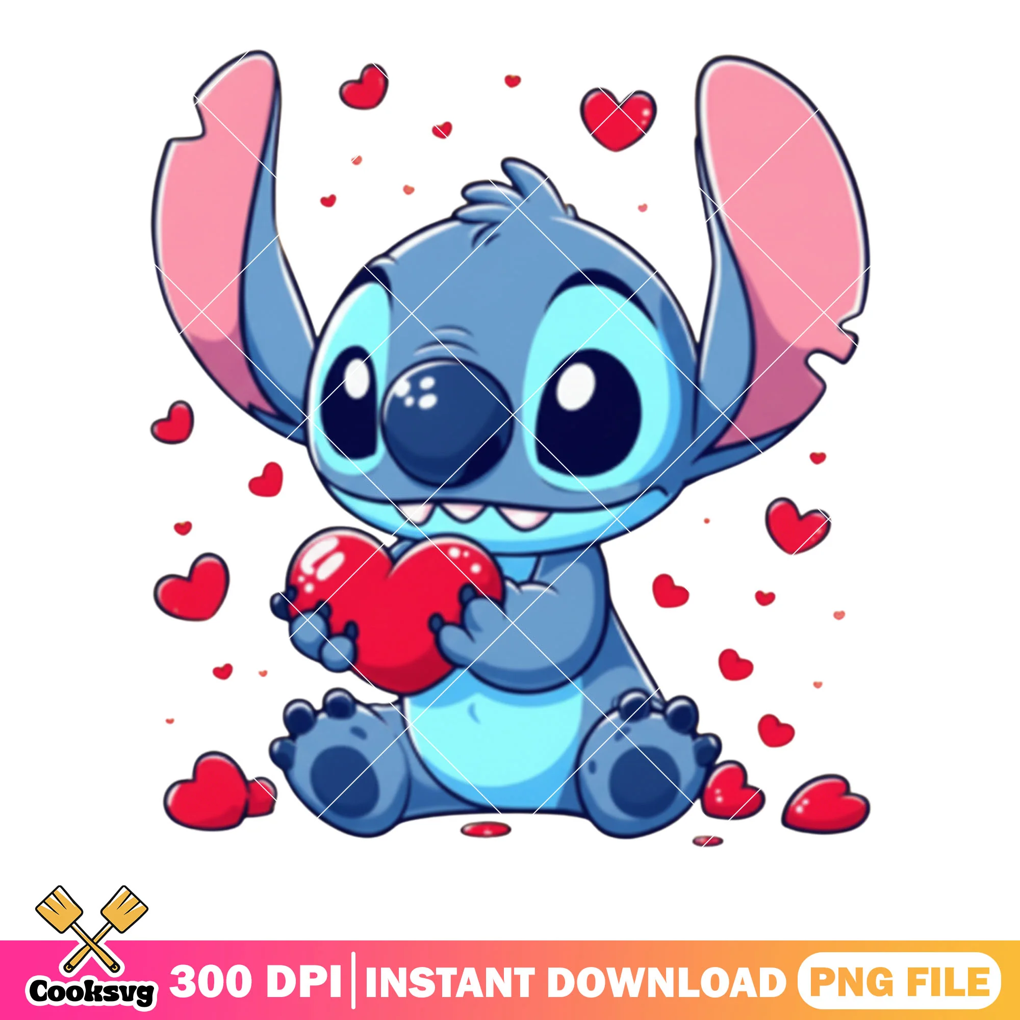 Stitch cute valentines png, valentine season png, valentine heart png