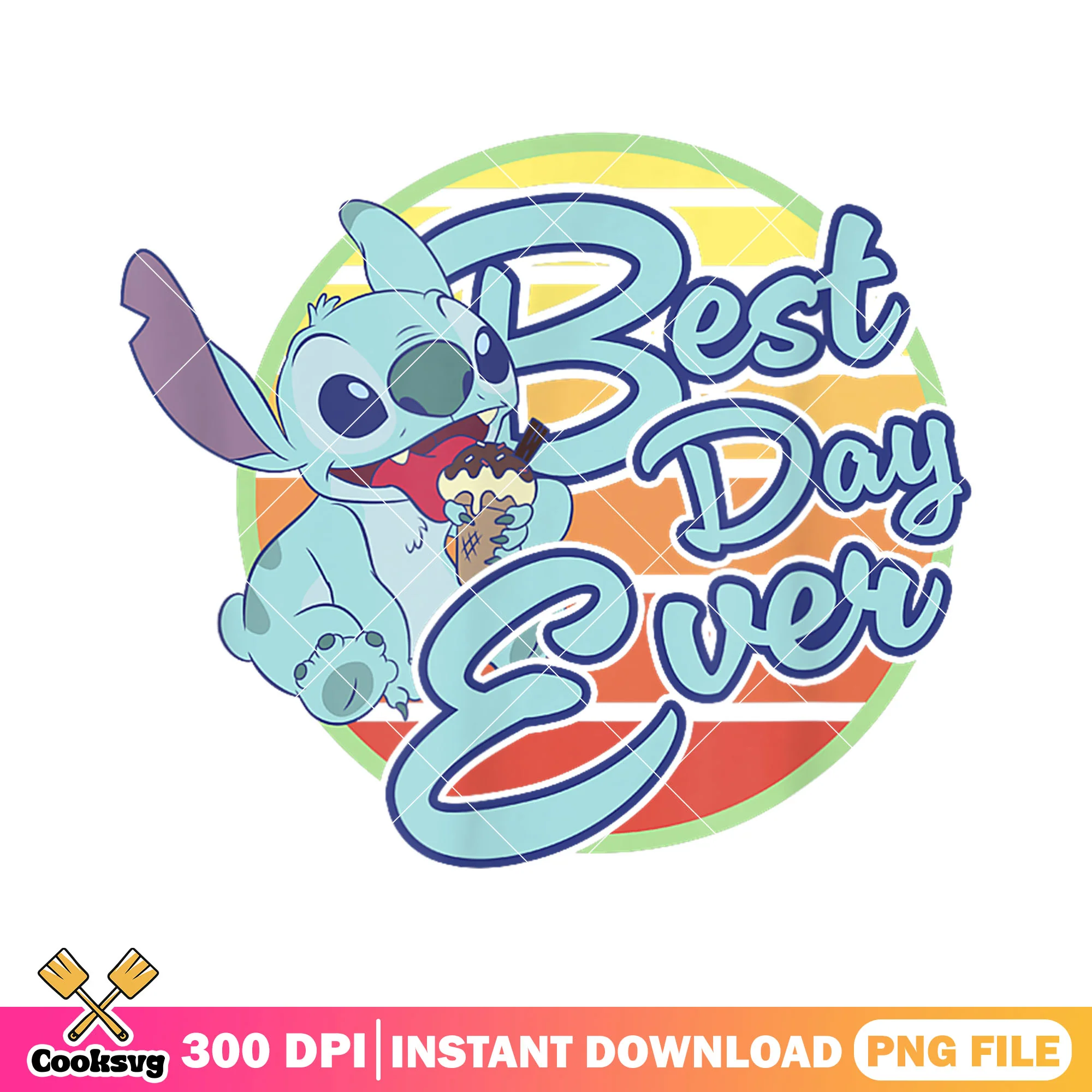 Stitch disney best day ever png, best day ever png, stitch ice cream png