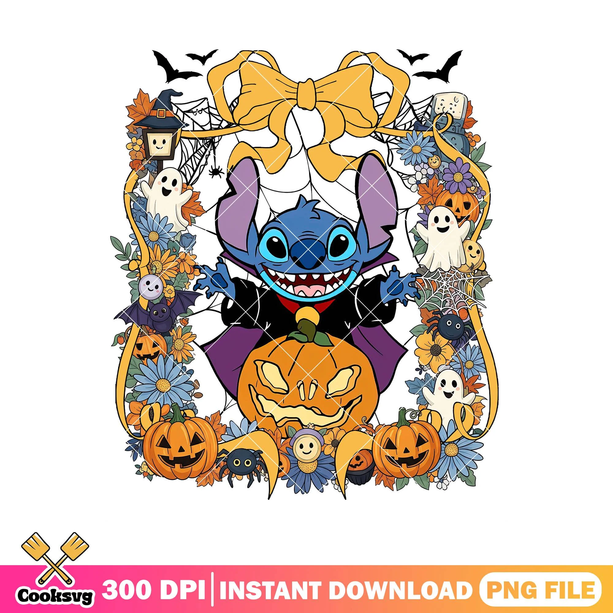 Stitch dracula halloween png, horror stitch png, halloween disney png