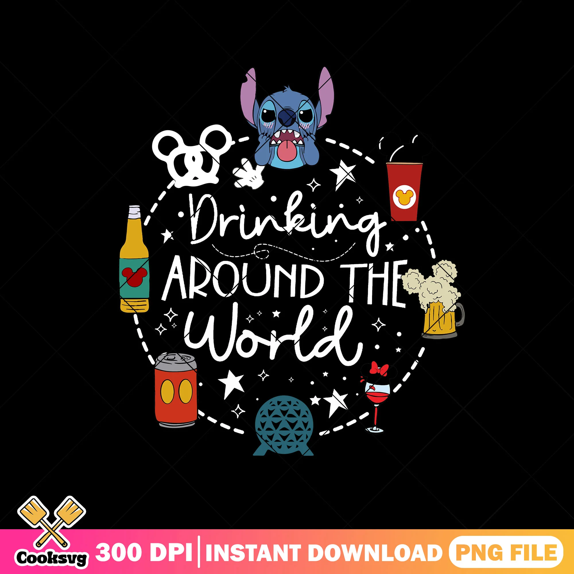 Stitch drink world png, stitch movie png, disney resorts png