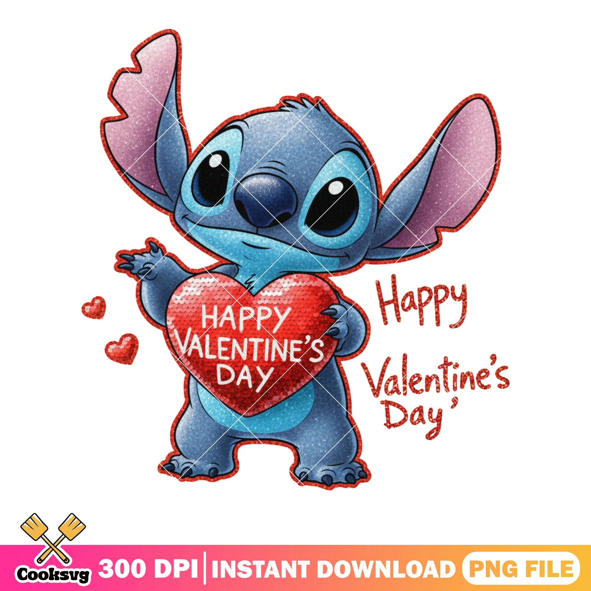 Stitch happy love day png, disney valentines png, happy valentine day png