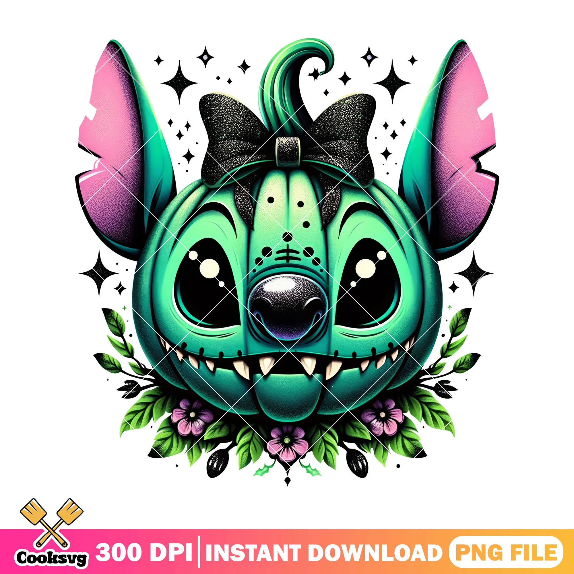 Stitch horror pumpkin halloween costume png, spirit halloween png
