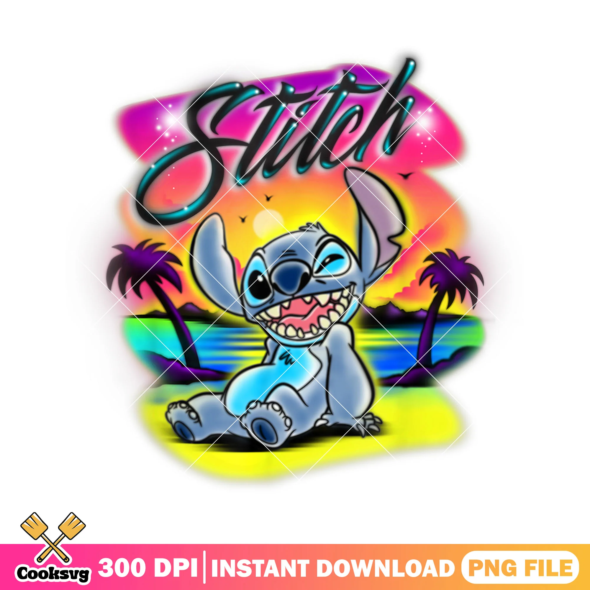 Stitch in hawaii color png, stitch hawaii png, color stitch png