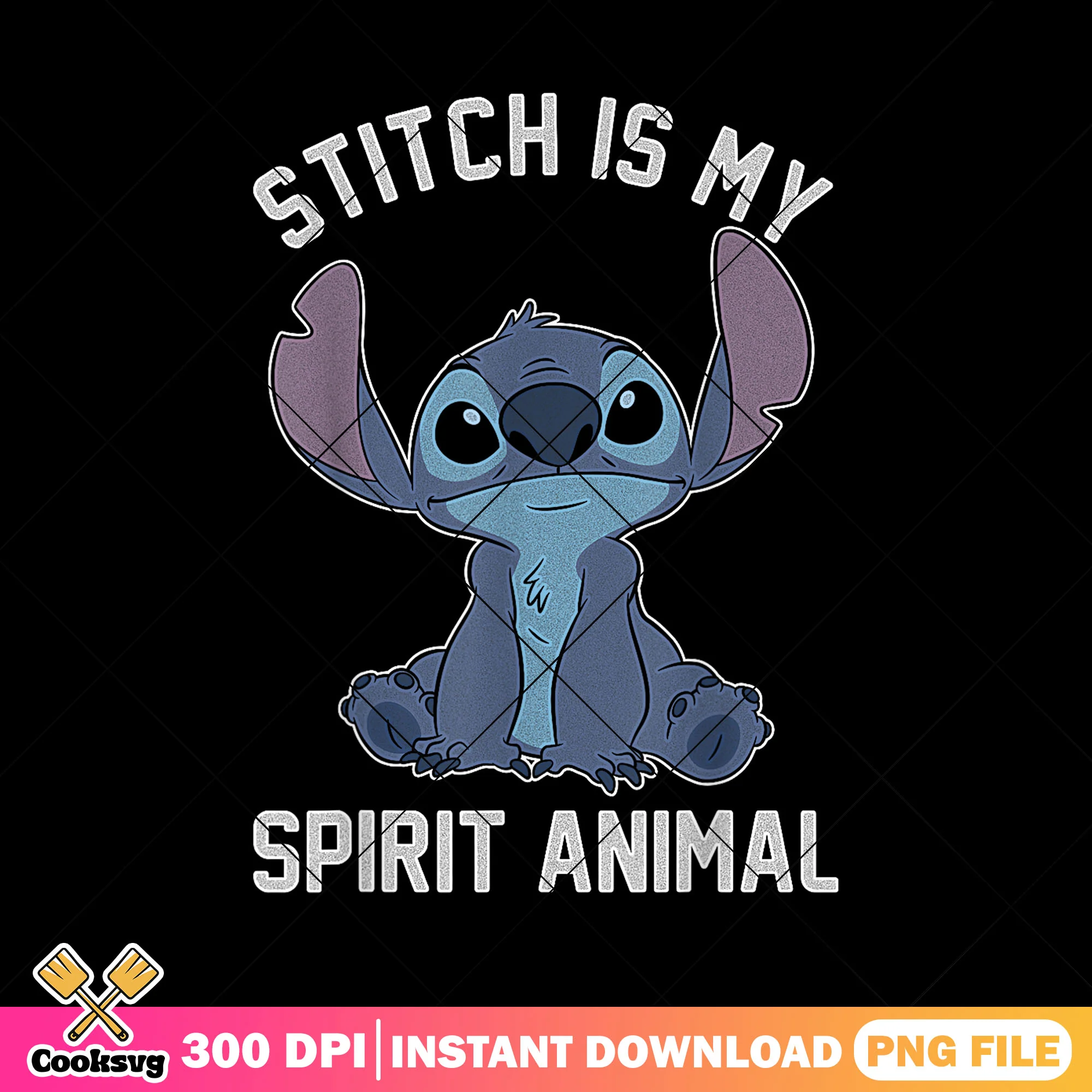 Stitch is my spirit animal white png, stitch quotes png, funny stitch png