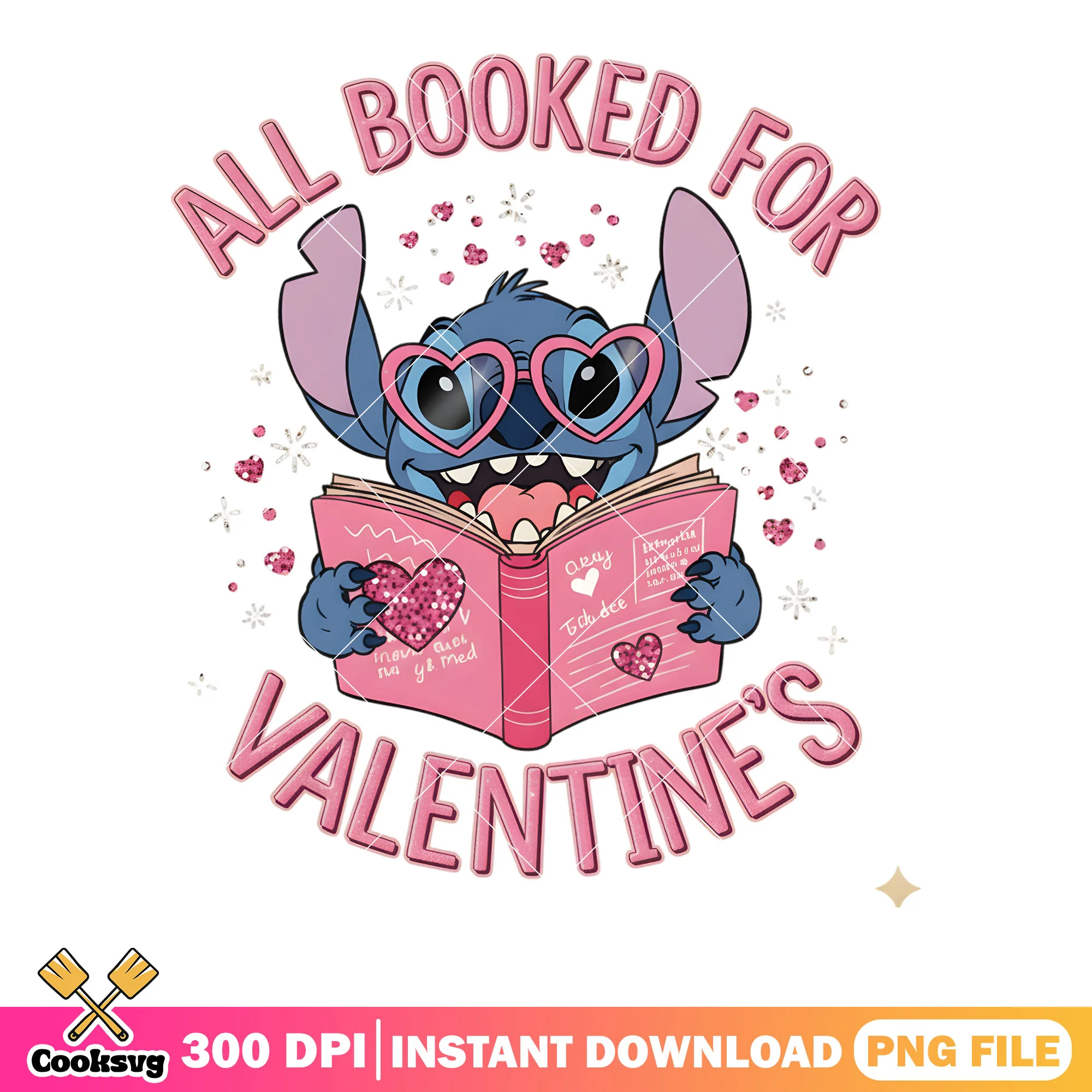 Stitch love booked valentine png, lilo and stitch png, valentine png