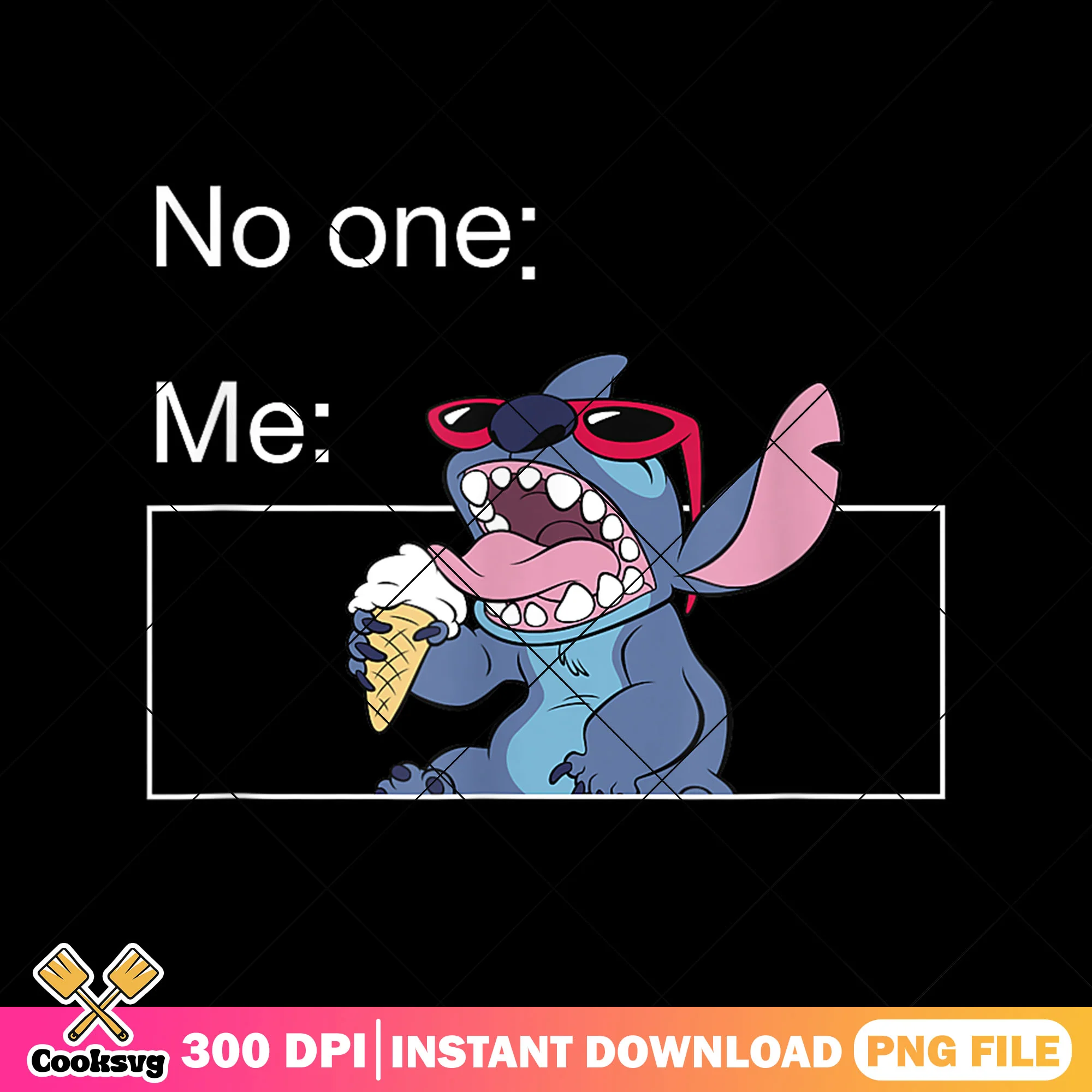 Stitch no one me ice cream png, stitch ice cream png, stitch sunglasses png