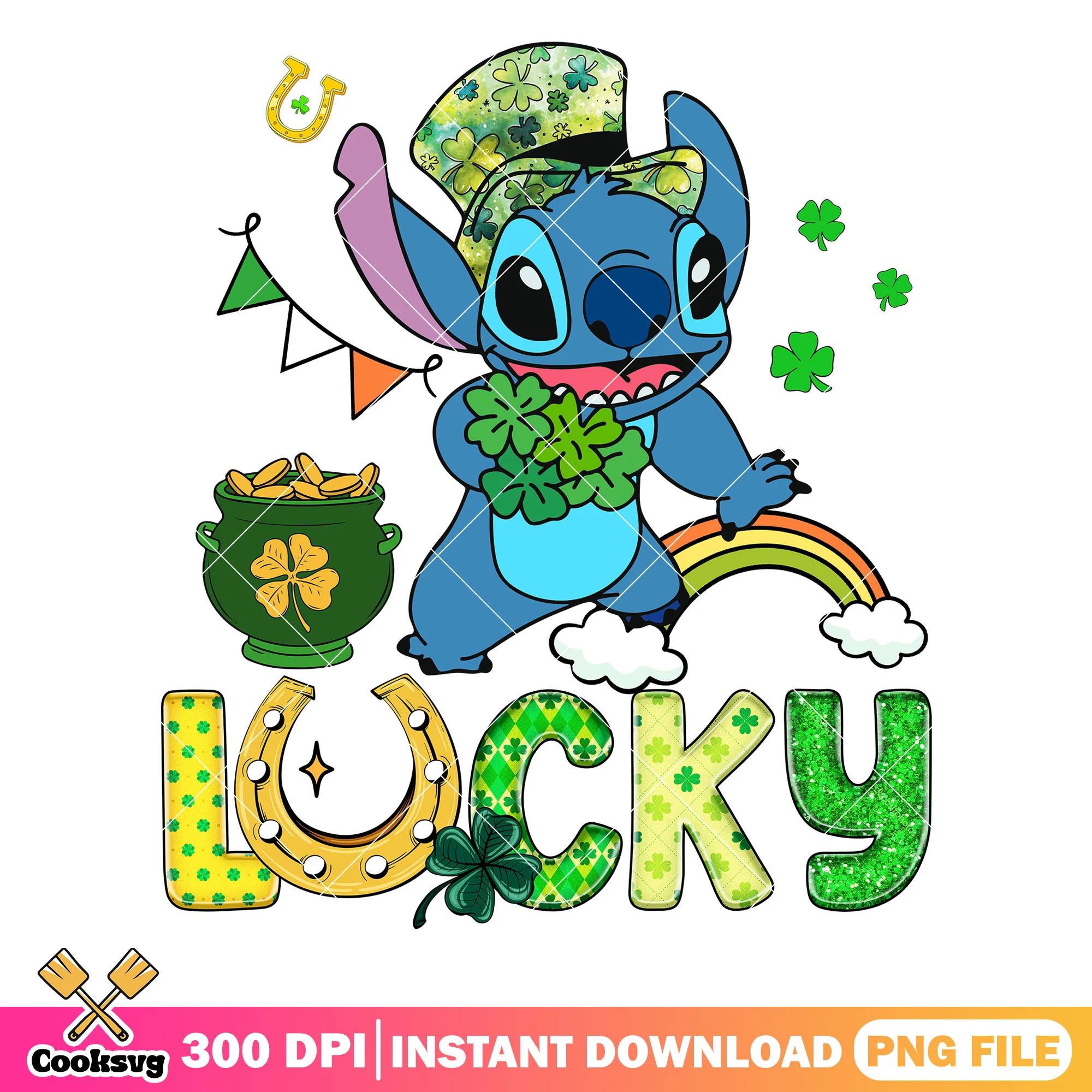 Stitch patrick day lucky disney png, stitch patrick day png