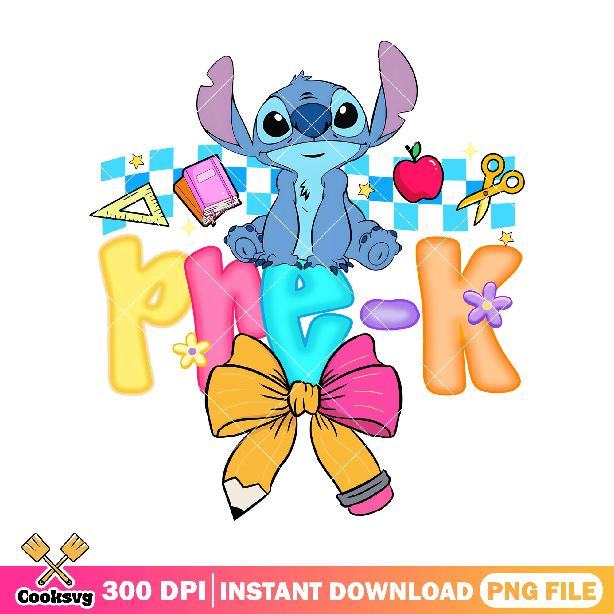 Stitch pre-k design png, disney land png, welcome back to school png