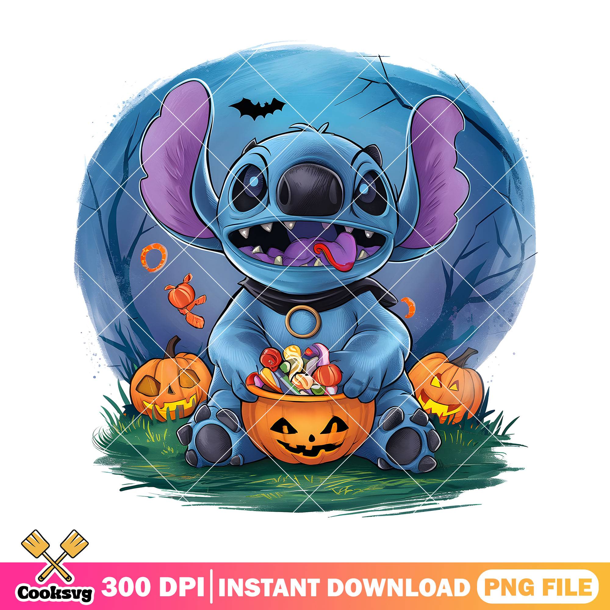 Stitch pumpkin candy png, halloween candy png, dismey movies png