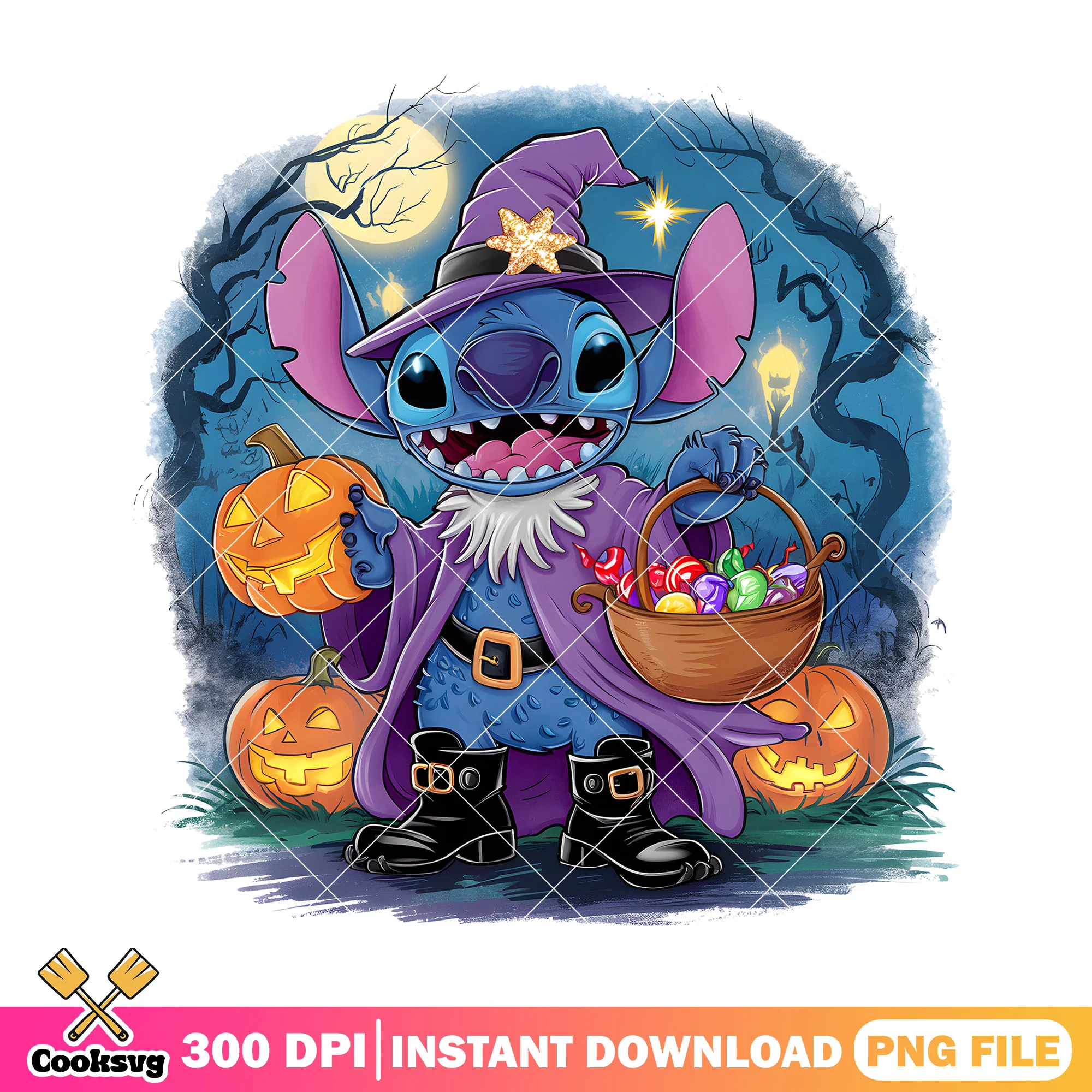 Stitch pumpkin candy png, halloween candy png, stitch halloween png