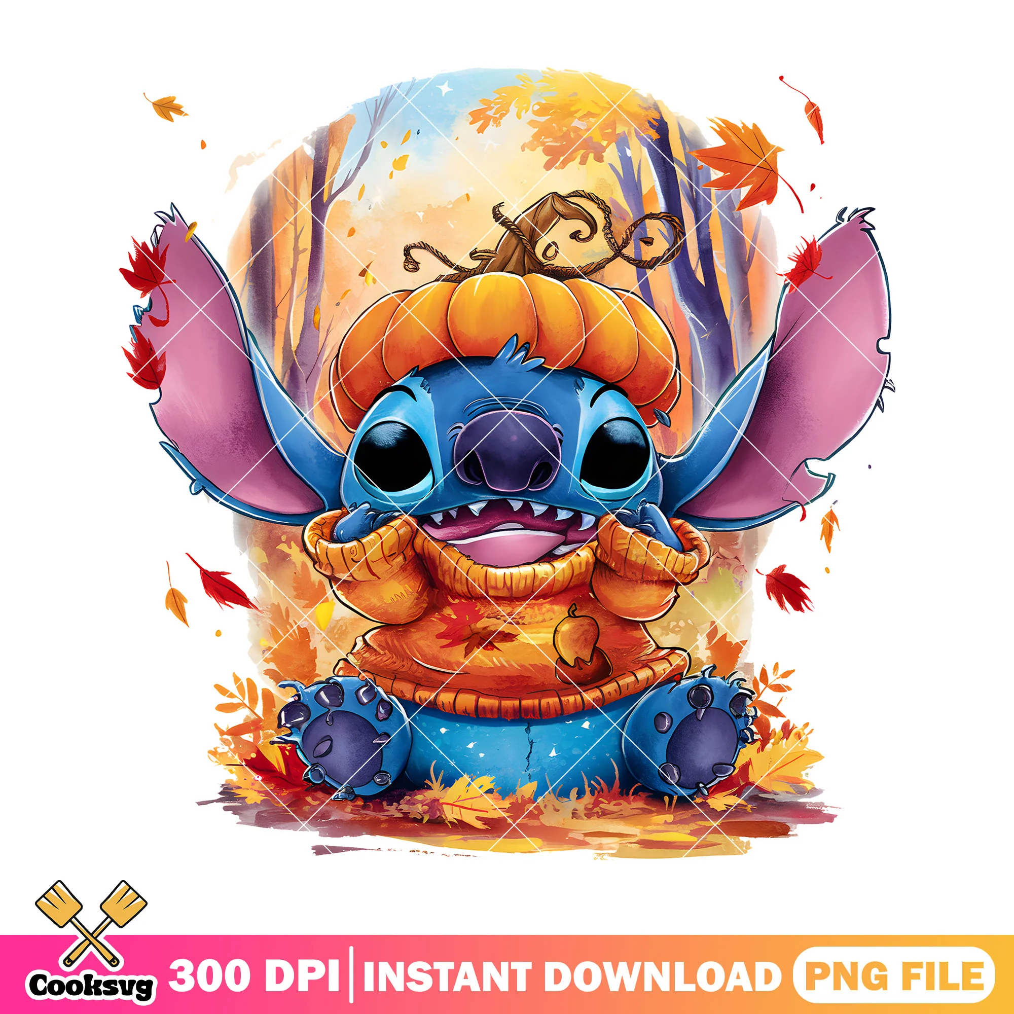 Stitch pumpkin design png, halloween decor png, disney movies png
