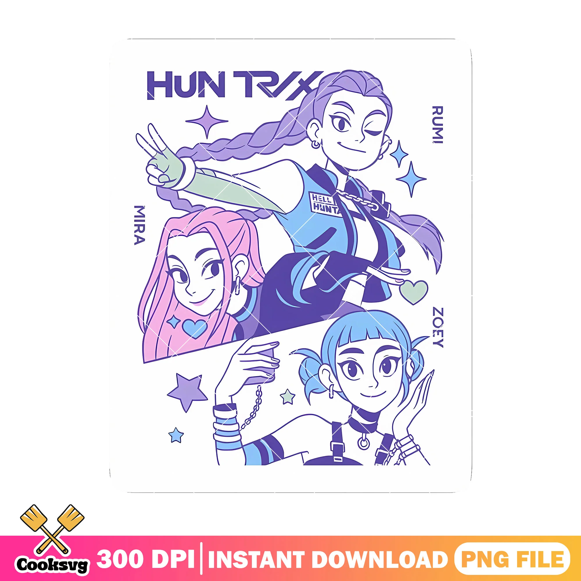 Stunning huntrix girl design png, huntrix member png, huntrix movie png