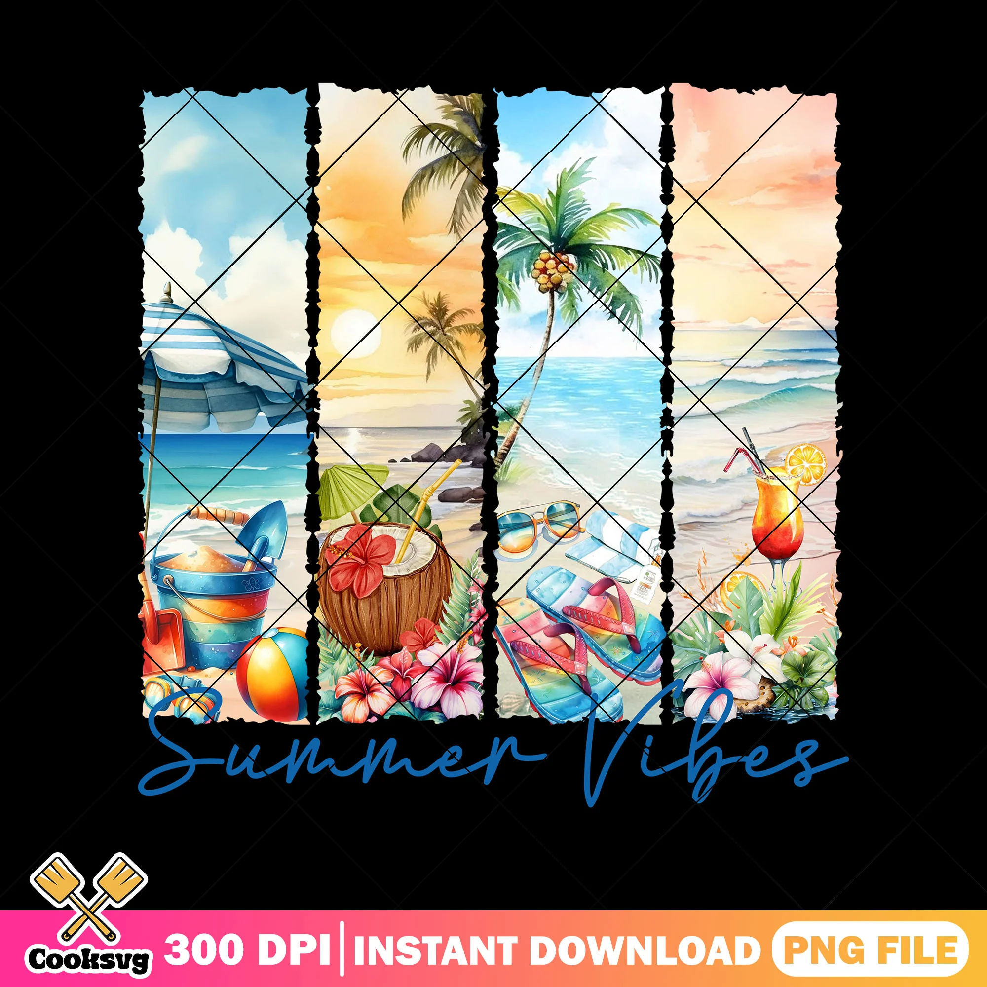 Summer beach vibes design png, beach vibes png, summer beach png