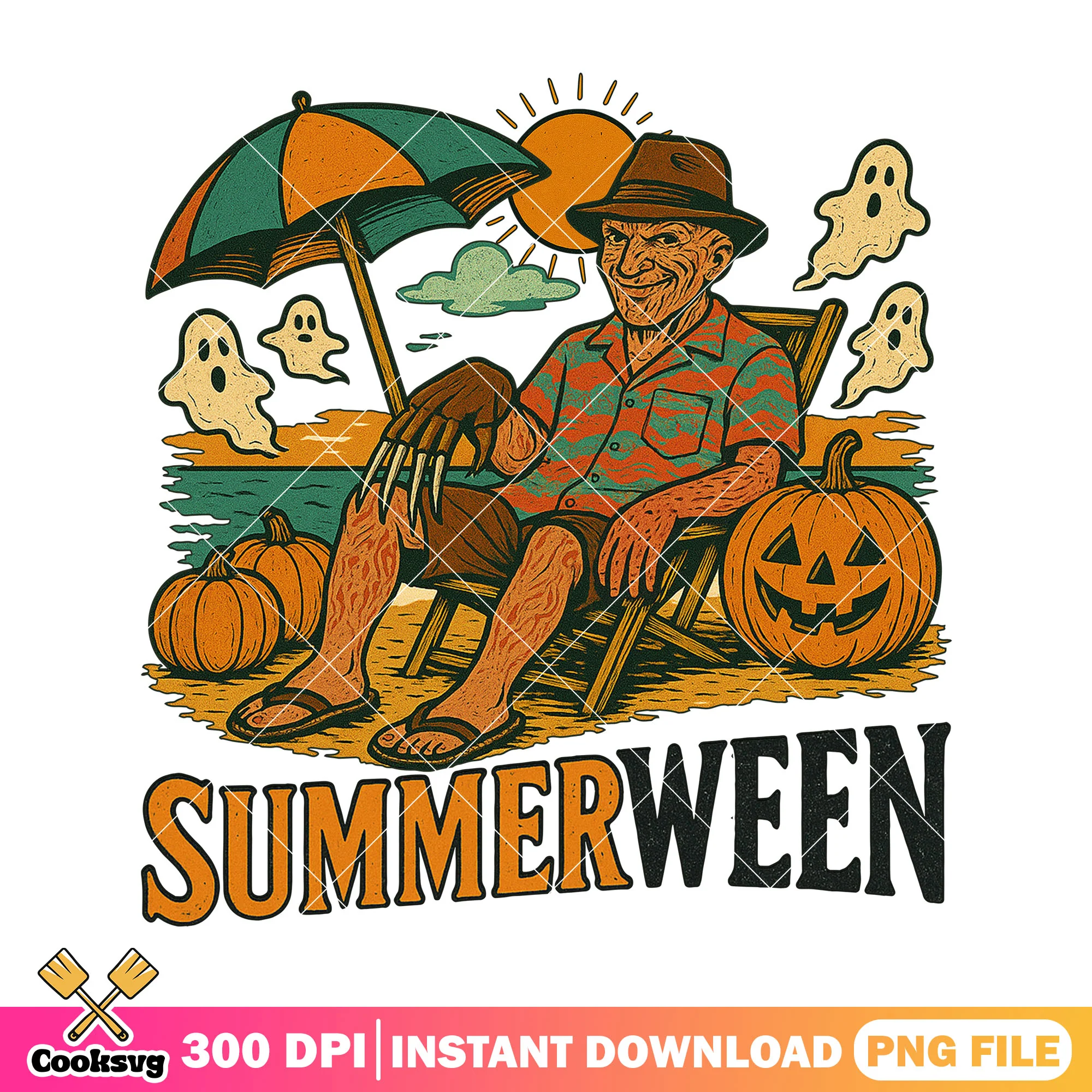 Summerween design png, freddy krueger halloween png, freddy krueger png