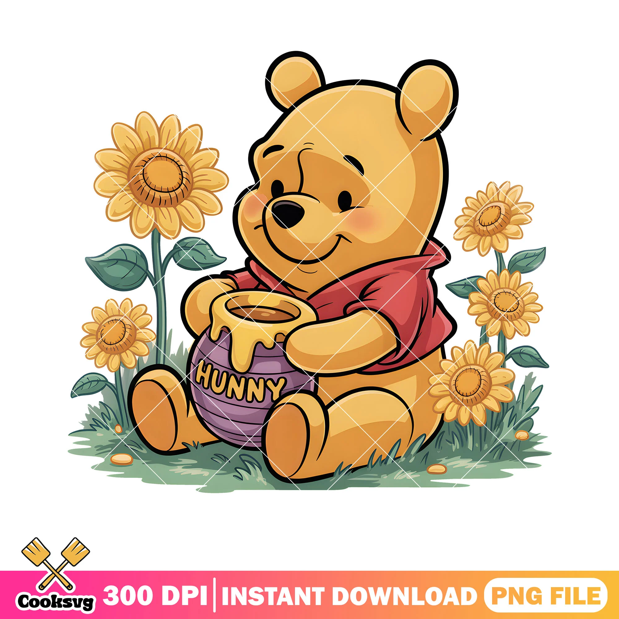 Sunflower hunny pooh bear png, pooh bear png, pooh poster png