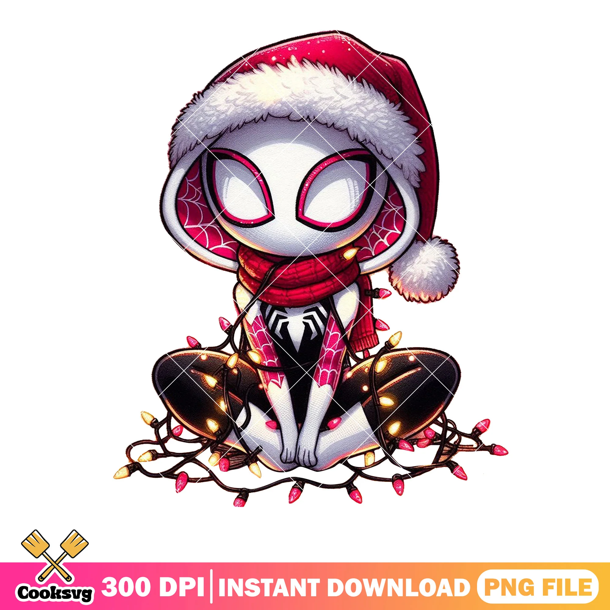 Super hero christmas png, disney christmas png, spider gwen png