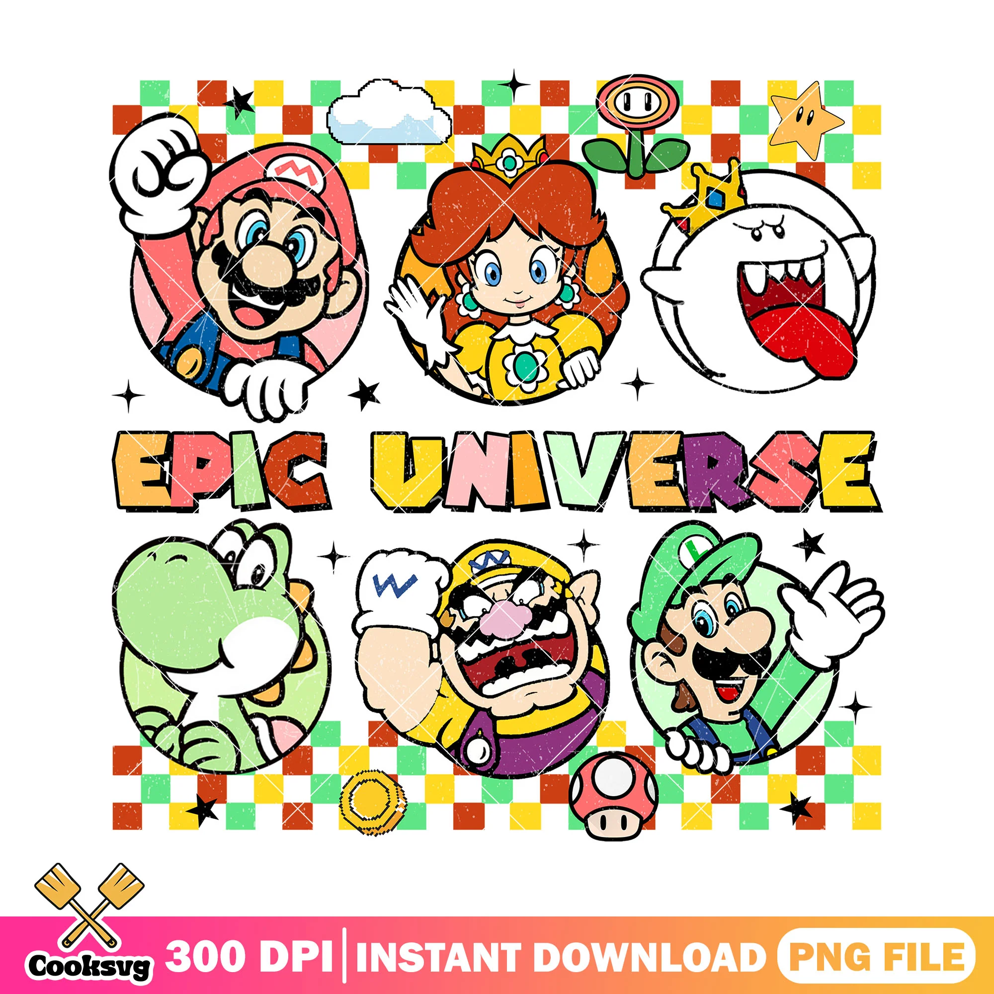 Super mario universe design png, disney friends png, epic universe png