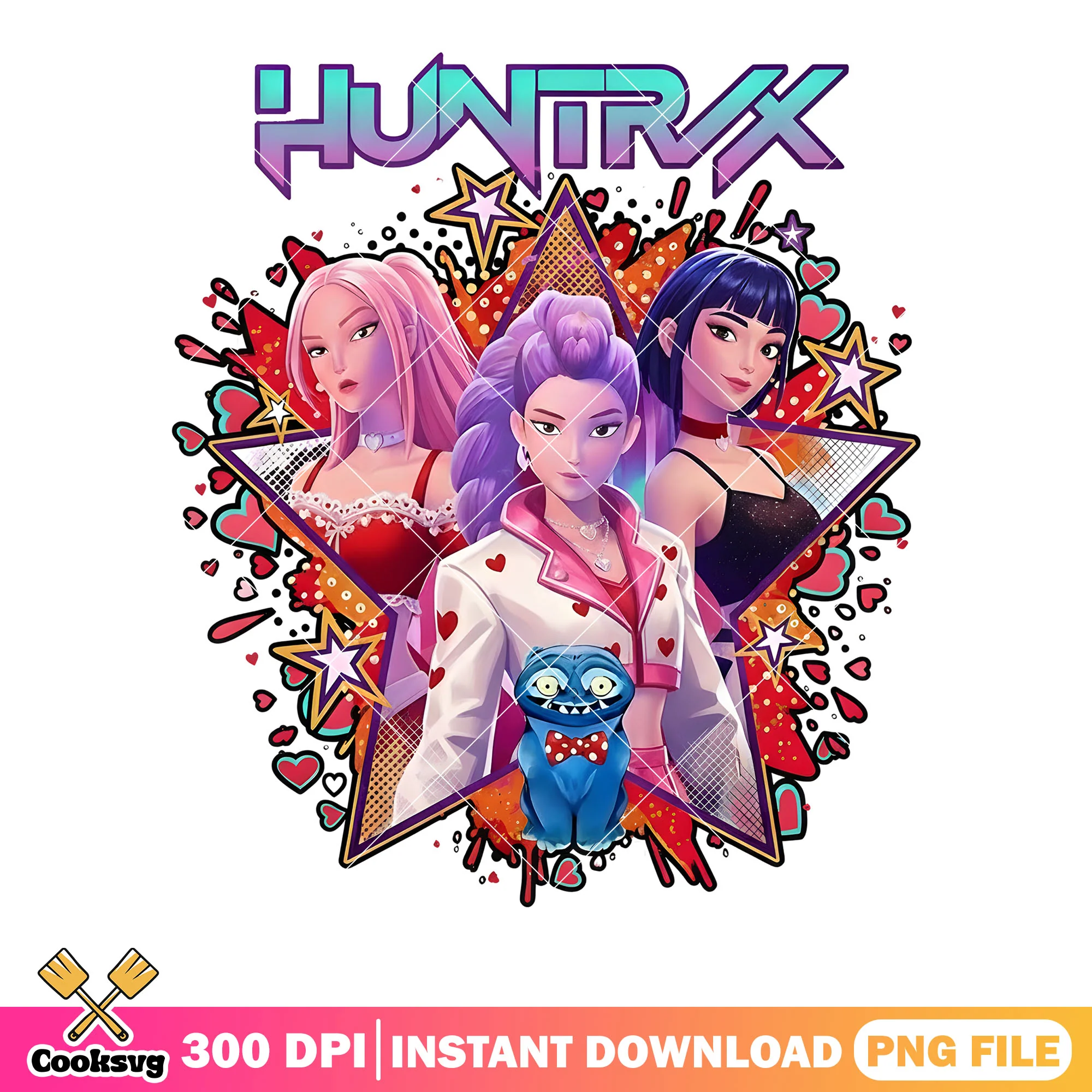 Super star huntrix valentine png, valentines vibes png, kpop movies png