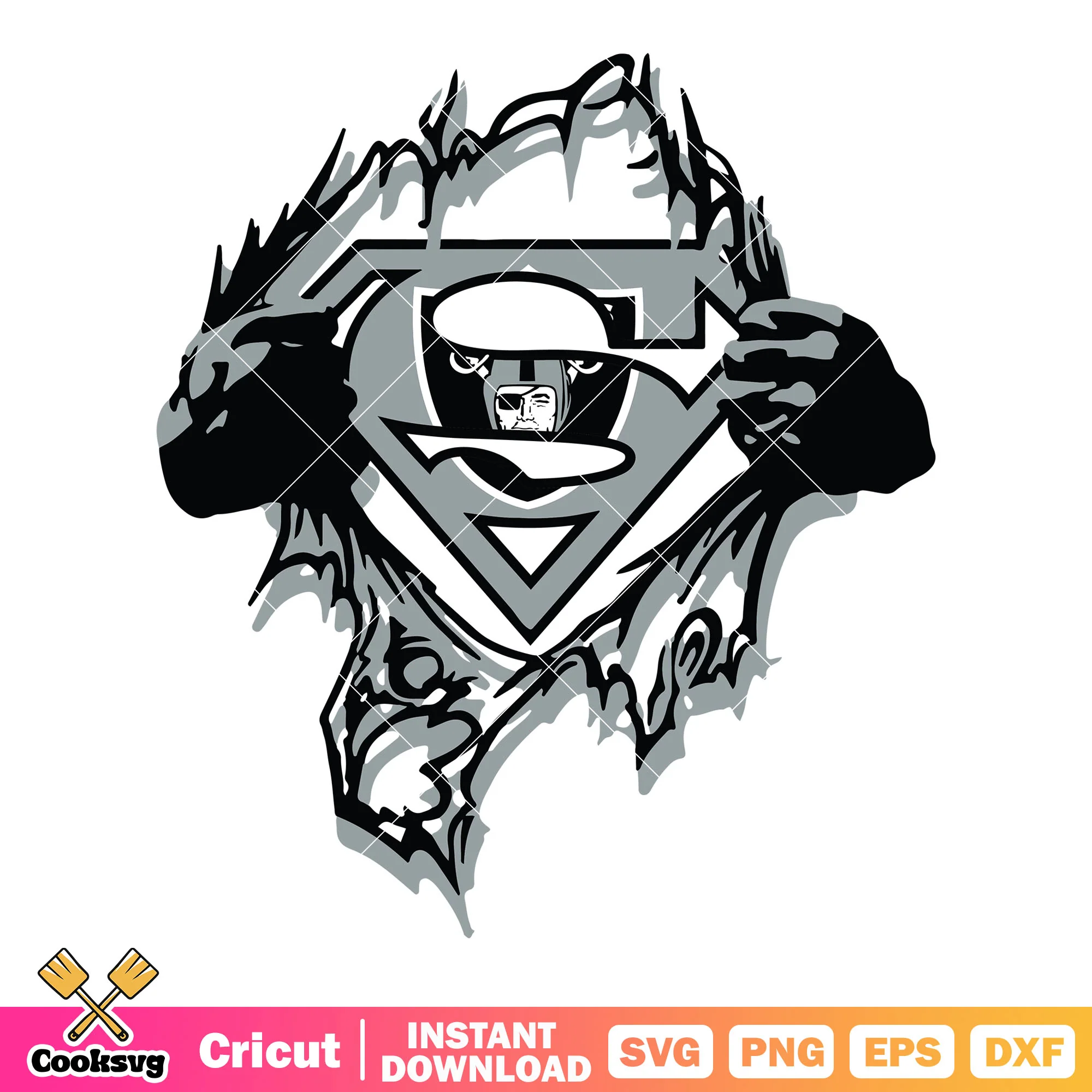 Superman costume pirate svg, nfl teams svg, la raiders svg