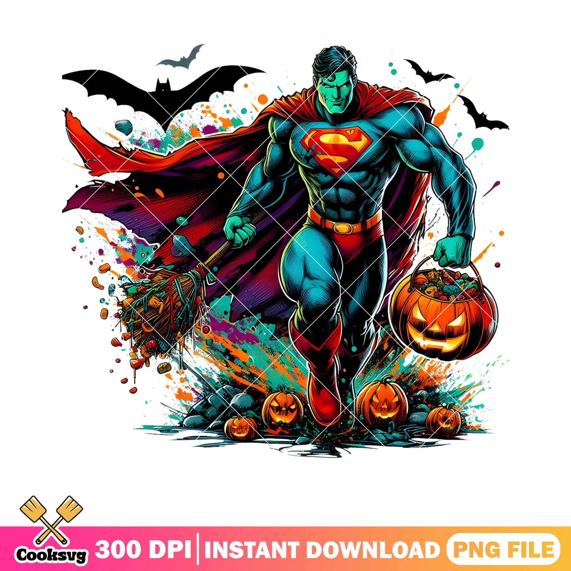 Superman Halloween png, superman spooky png, DC Comic Halloween png