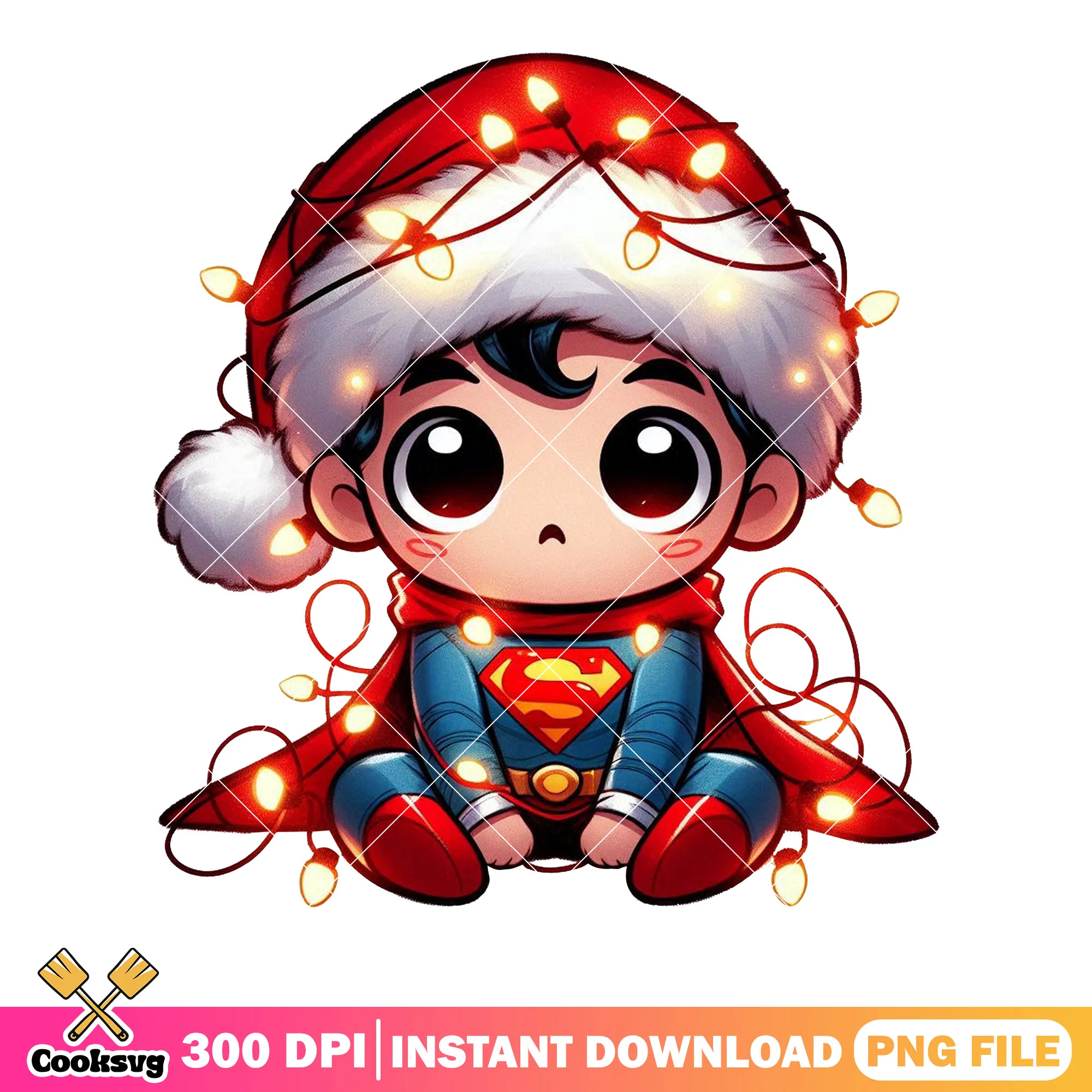 Superman santa noel png, christmas superman jumper png, stamp png