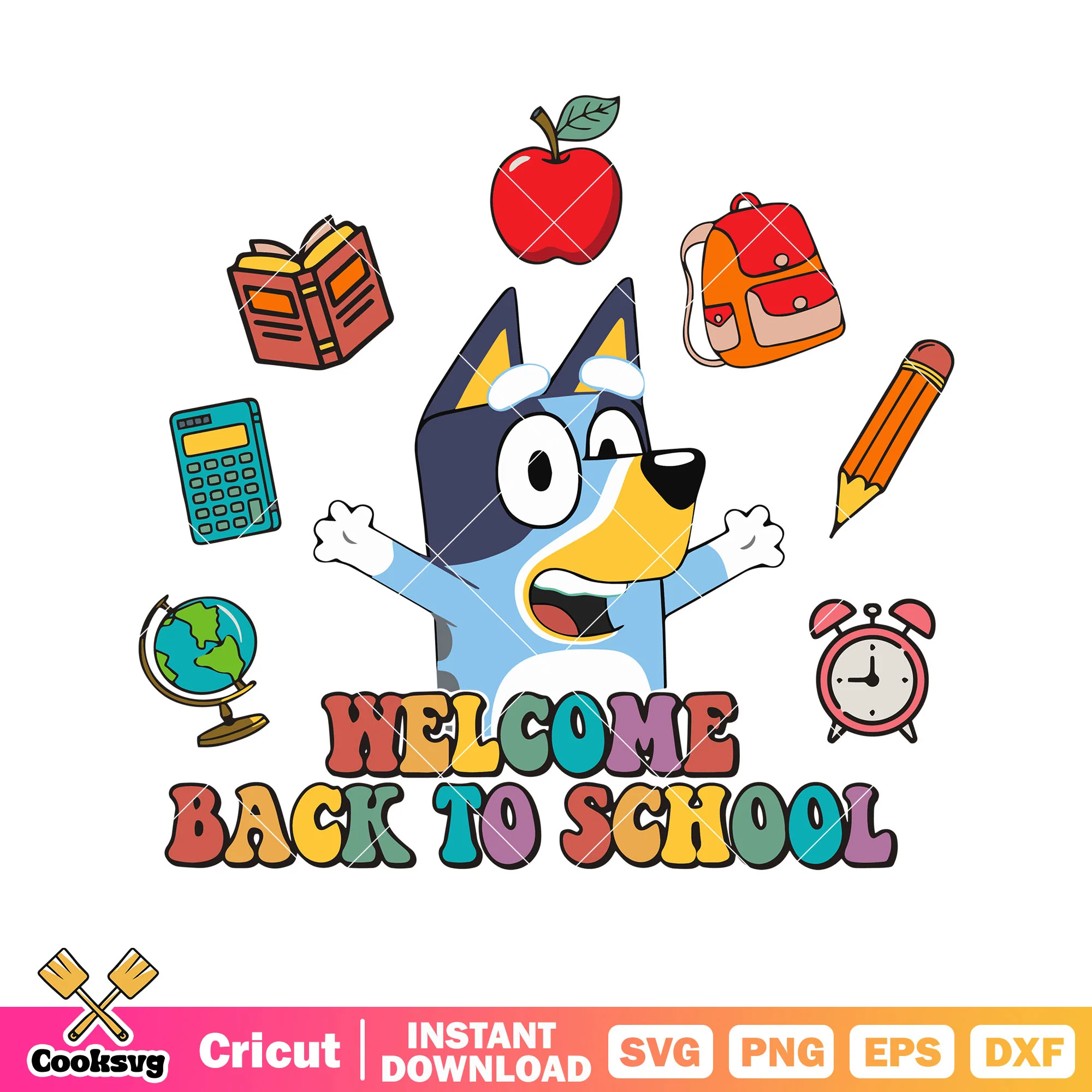 Supplies bluey welcome back to school svg, bluey episodes svg, bluey book svg