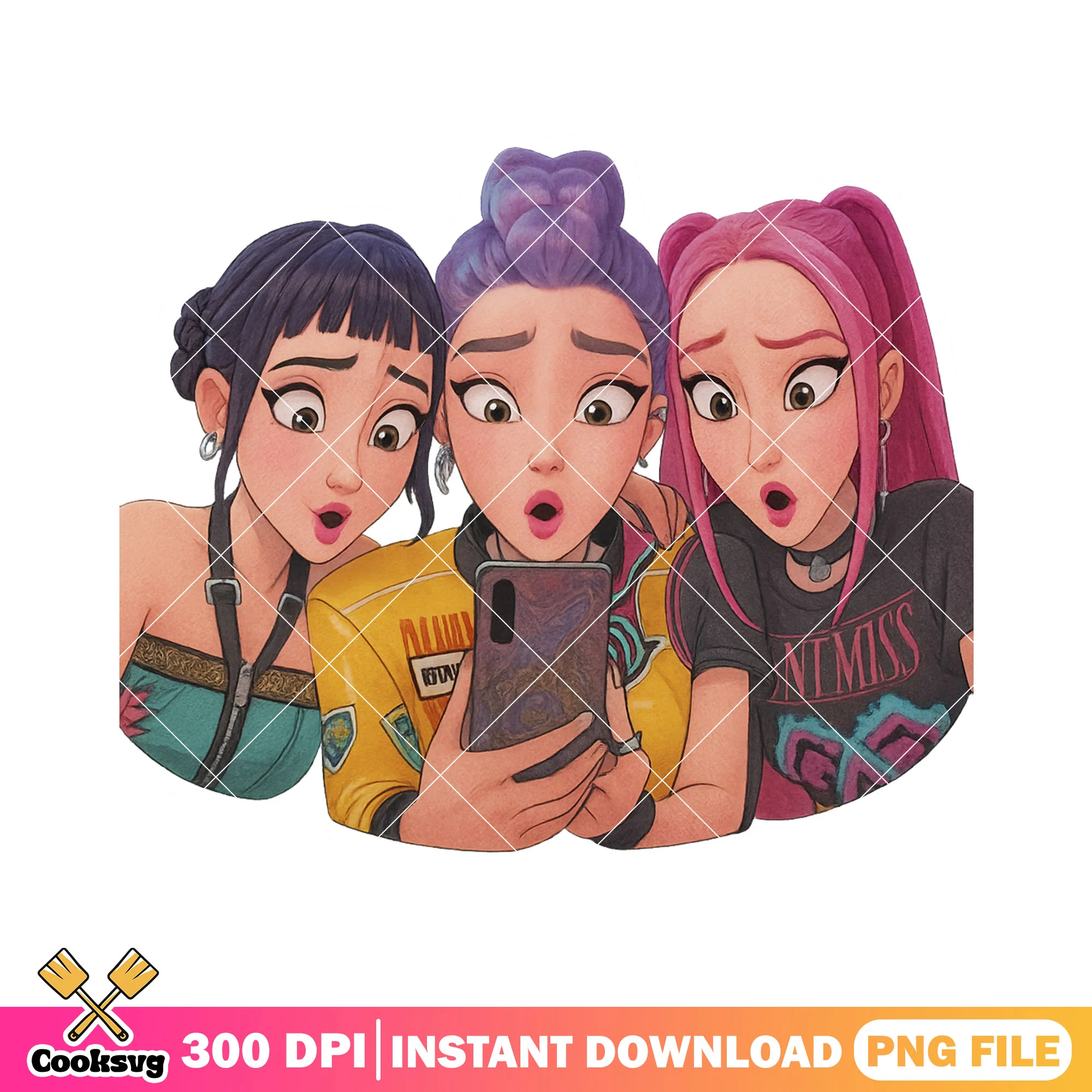 Surprise huntrix girls png, kpop netflix png, huntrix girl png