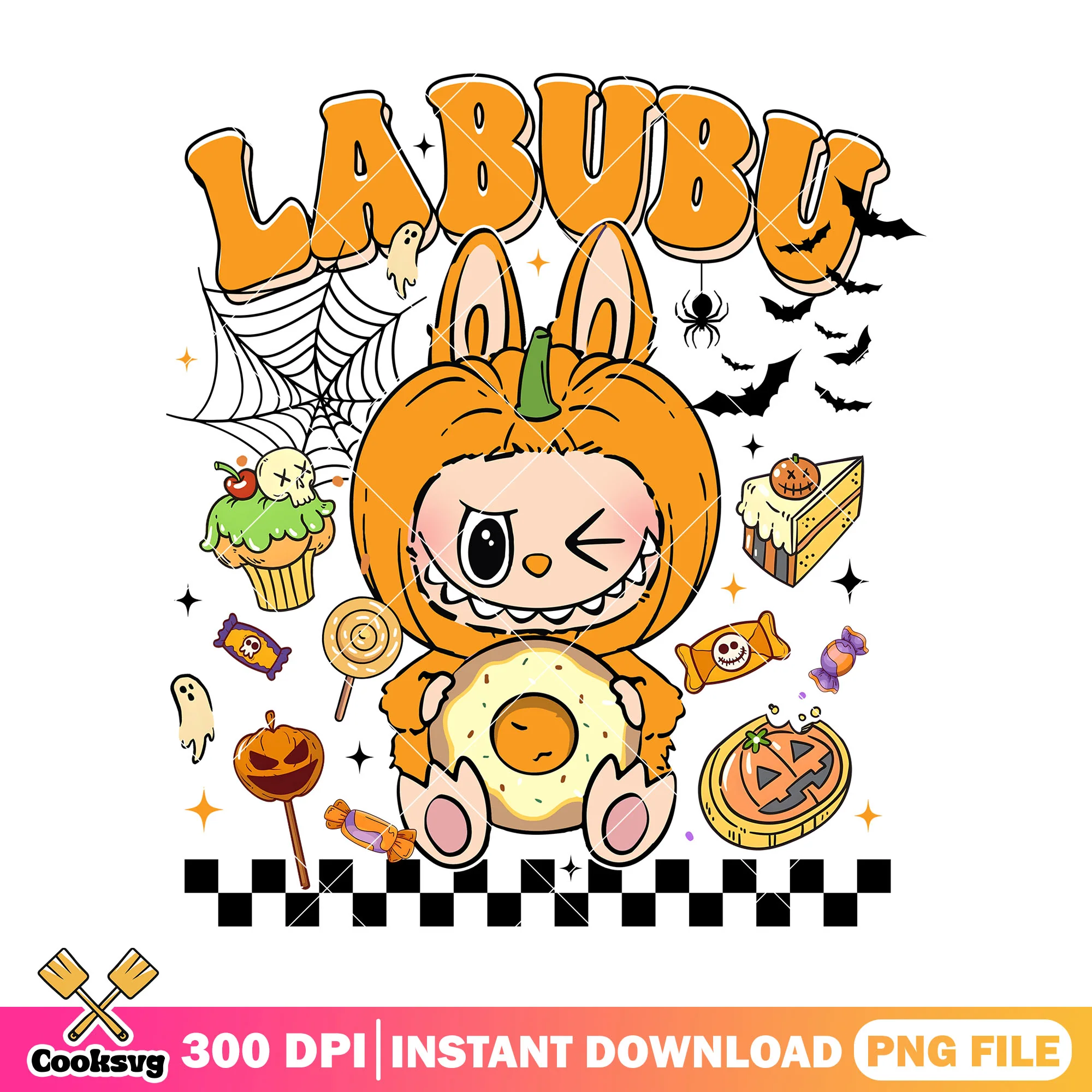 Sweet donut labubu png, labubu original png, halloween candy png