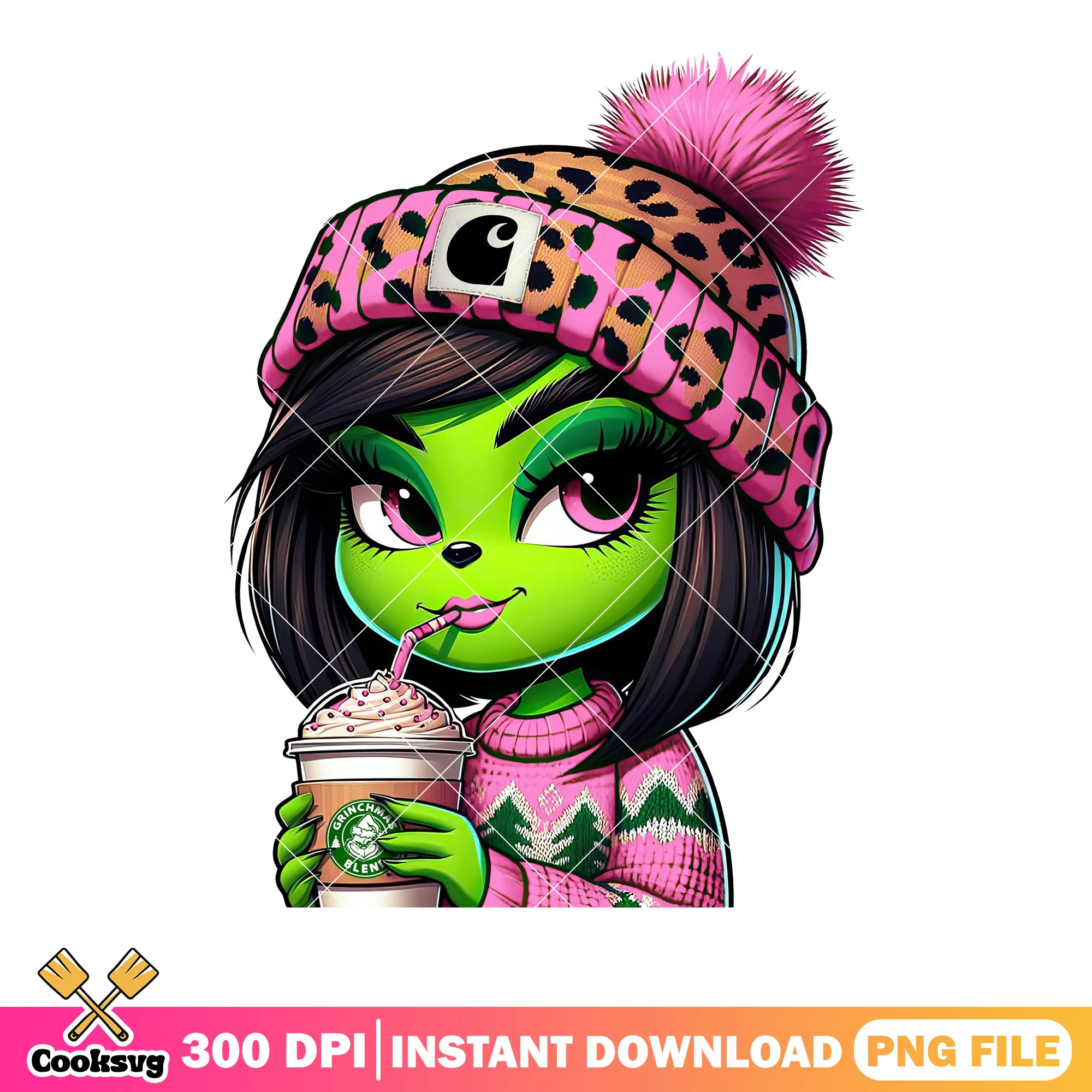 Sweet grinch girl christmas png, merry christmas png, the grinch png