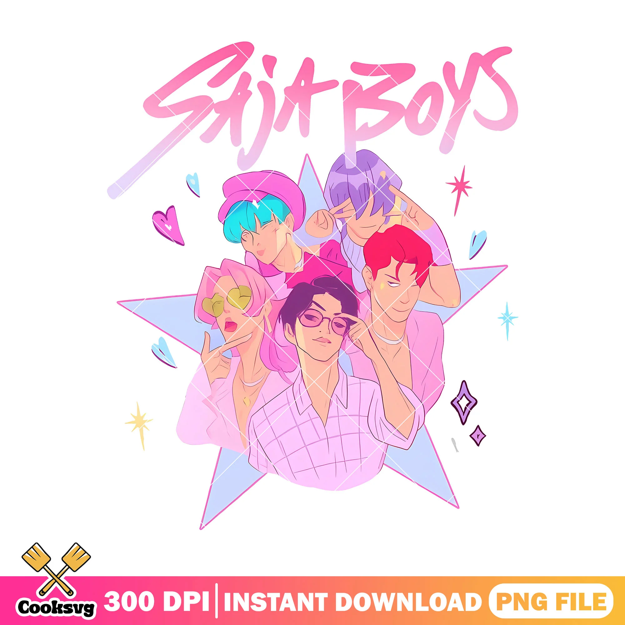 Sweet saja boys design png, love saja boys png, kpop hunters png