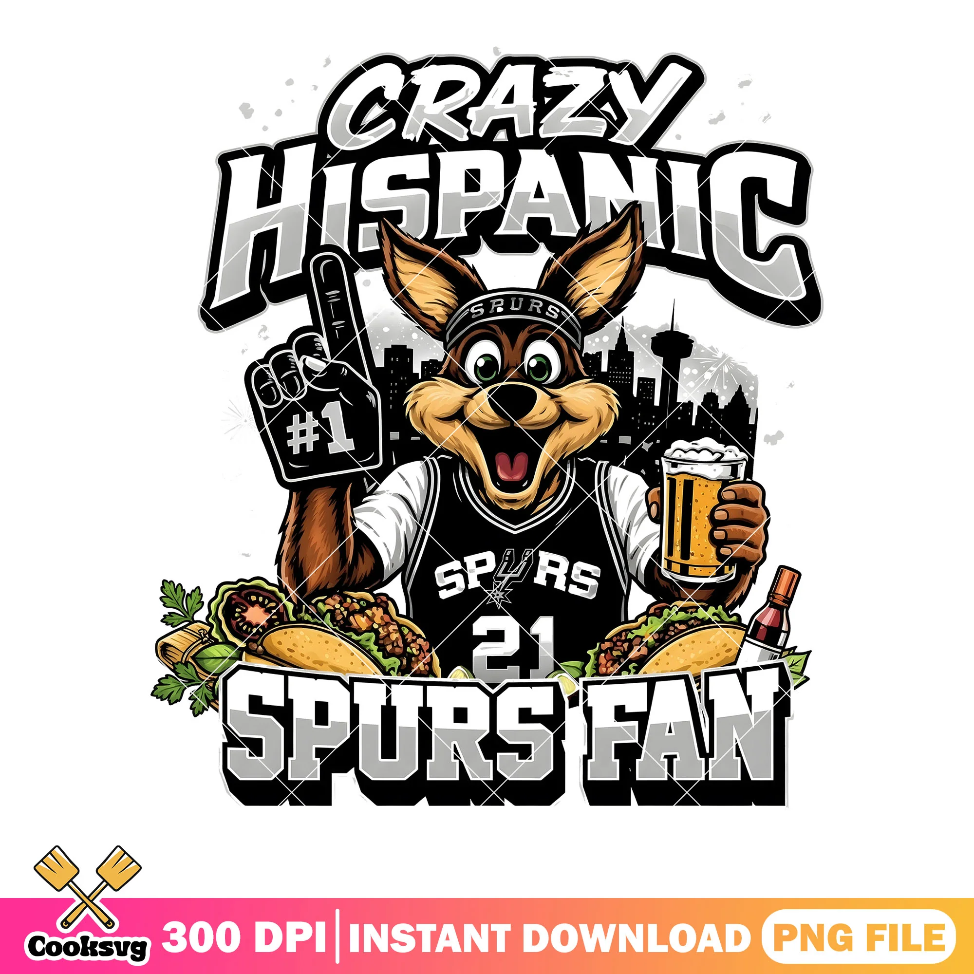 Taco party spurs fan png, fiestia party png, sport fan png