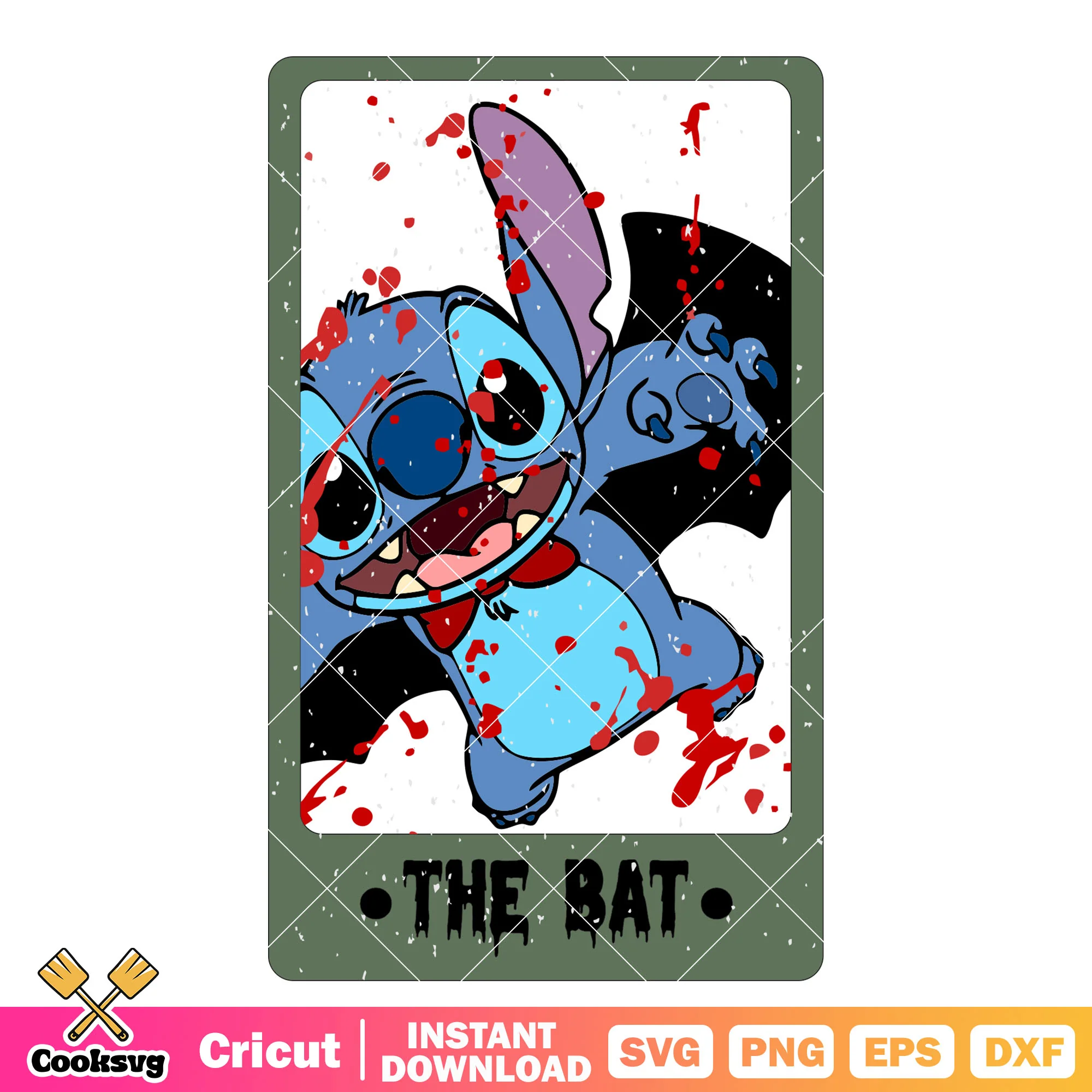 Tarot stitch the bat svg, halloween tarot svg, stitch horror svg
