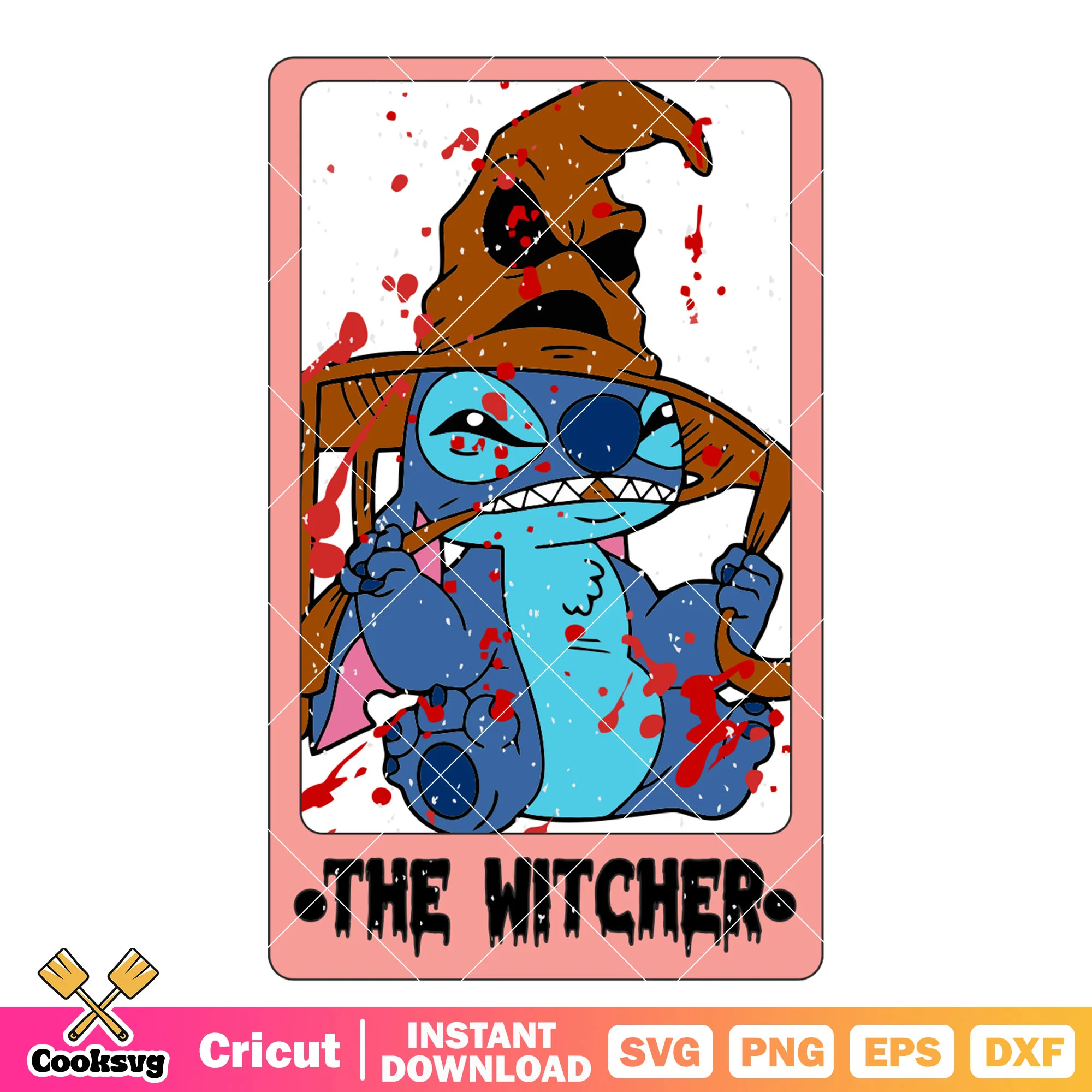 Tarot stitch witcher svg, halloween tarot cards svg, stitch costume svg
