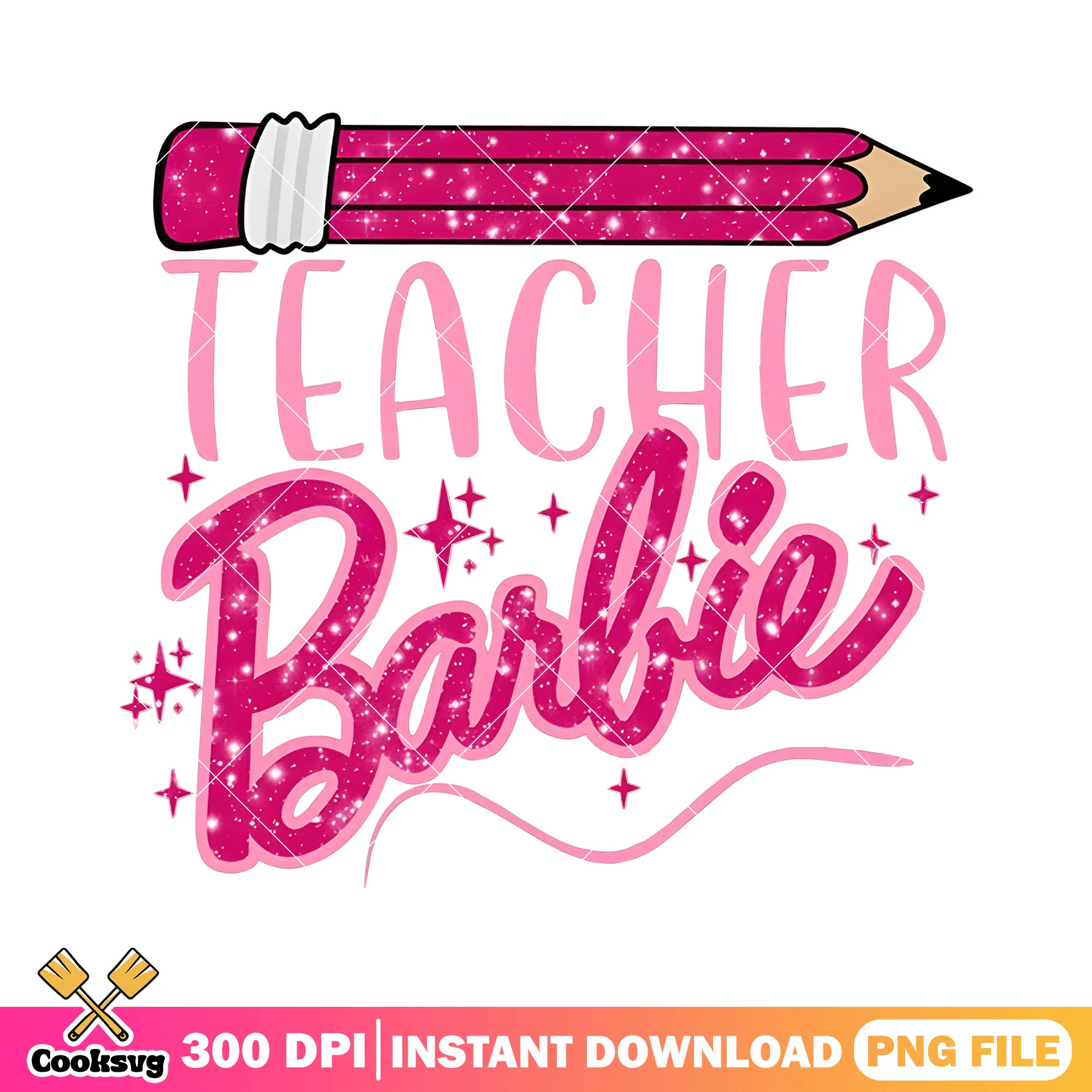 Teacher barbie file png, going back to school png, pink pencil png